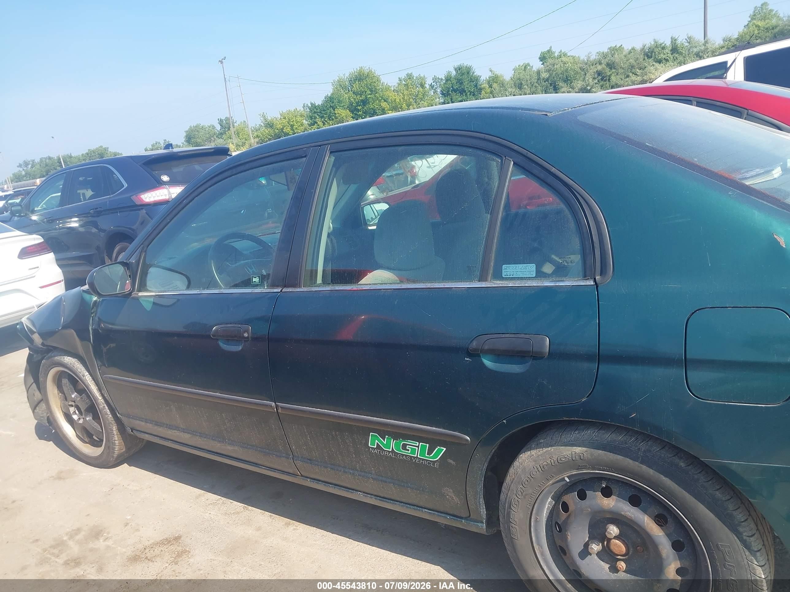 2001 Honda Civic   Green vin: 1HGEN26481L000567