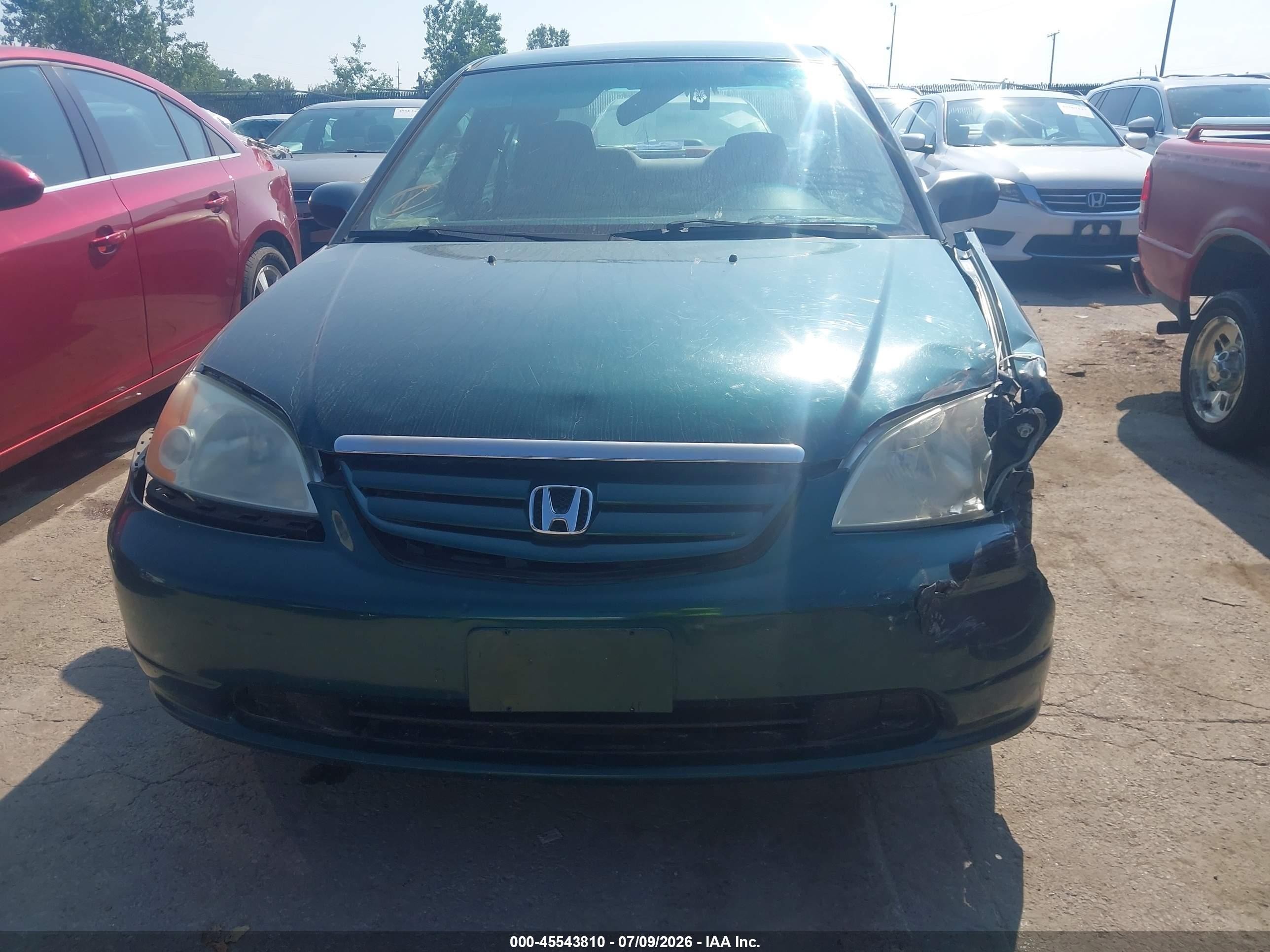 2001 Honda Civic   Green vin: 1HGEN26481L000567