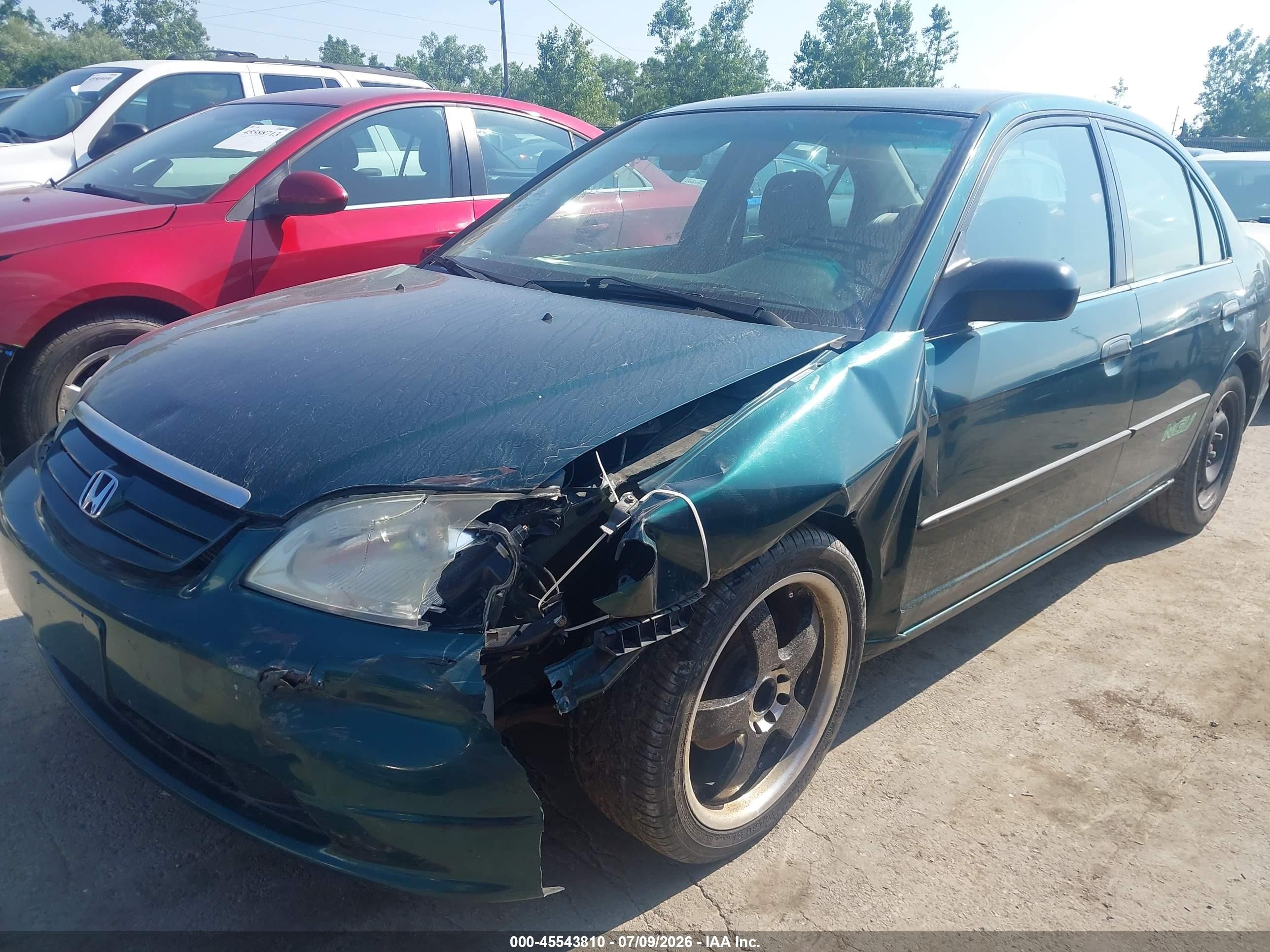 2001 Honda Civic   Green vin: 1HGEN26481L000567