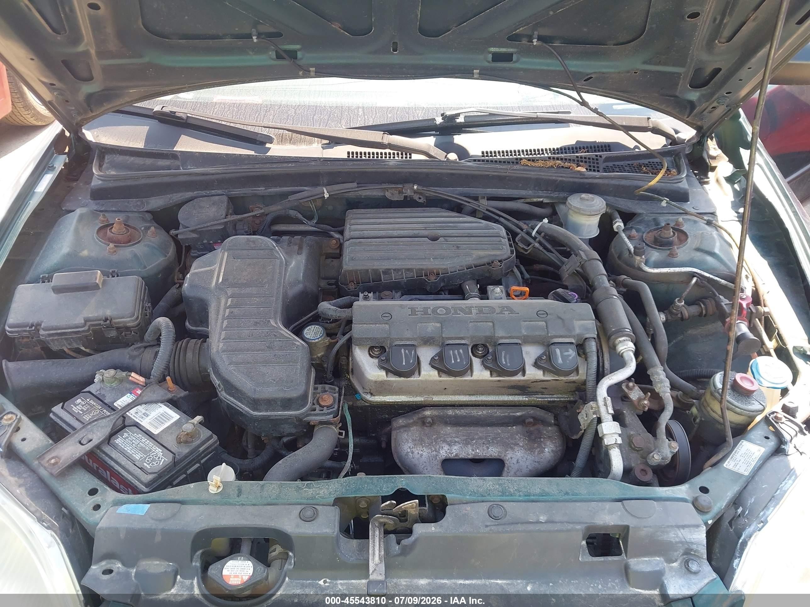 2001 Honda Civic   Green vin: 1HGEN26481L000567