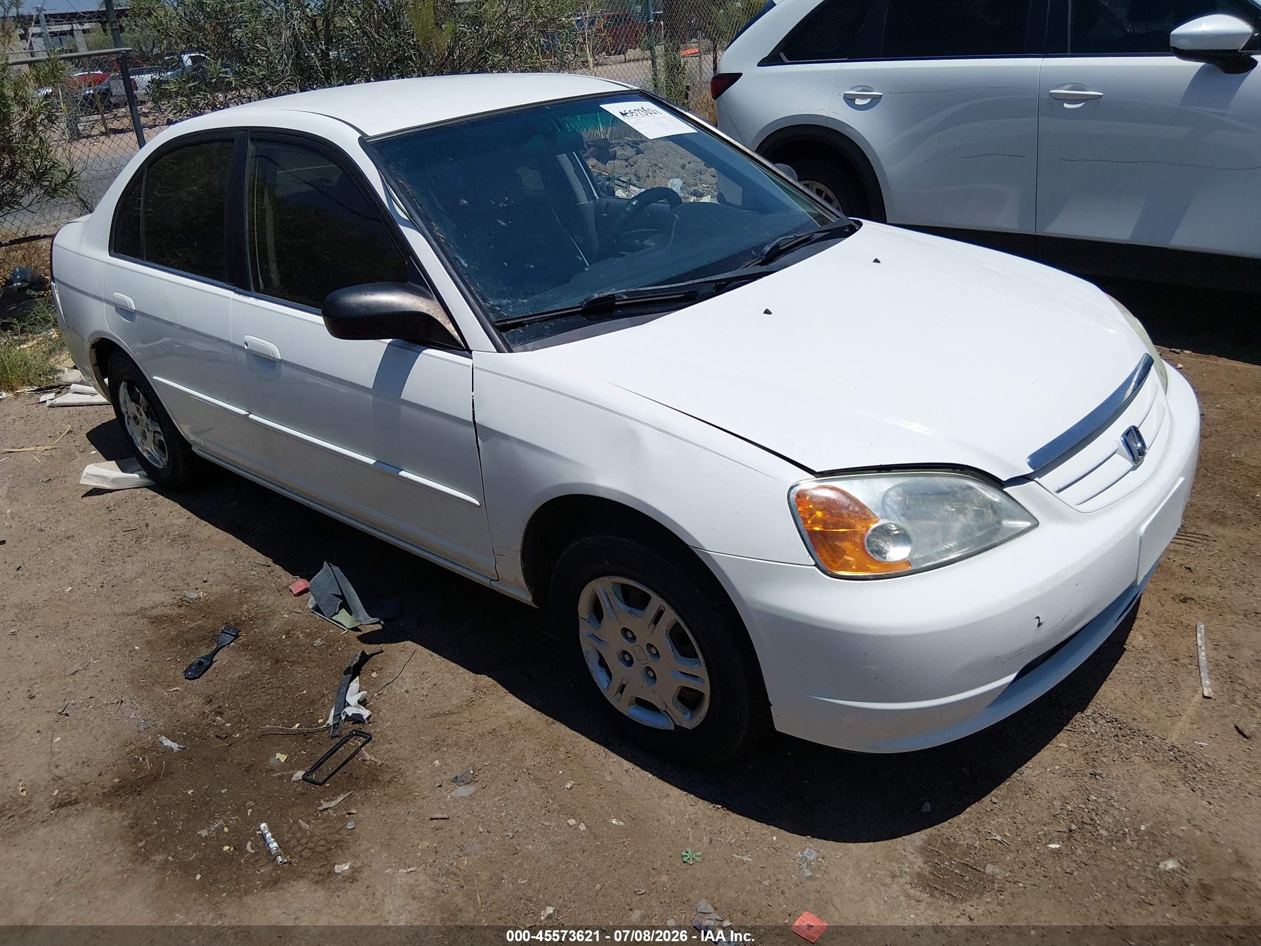 2002 Honda Civic Lx White vin: 1HGES15502L030998