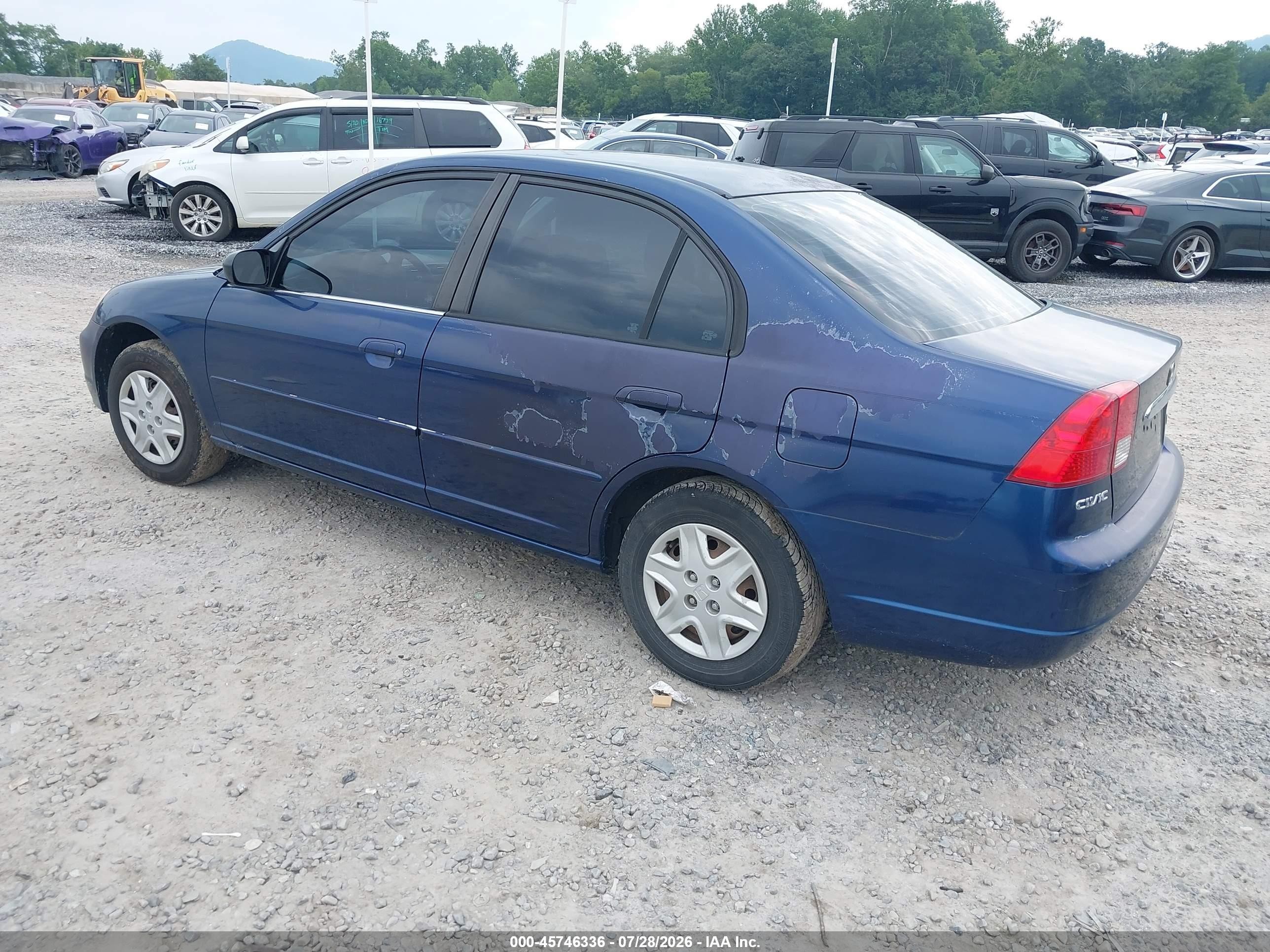 2003 Honda Civic Lx Blue vin: 1HGES15583L015392