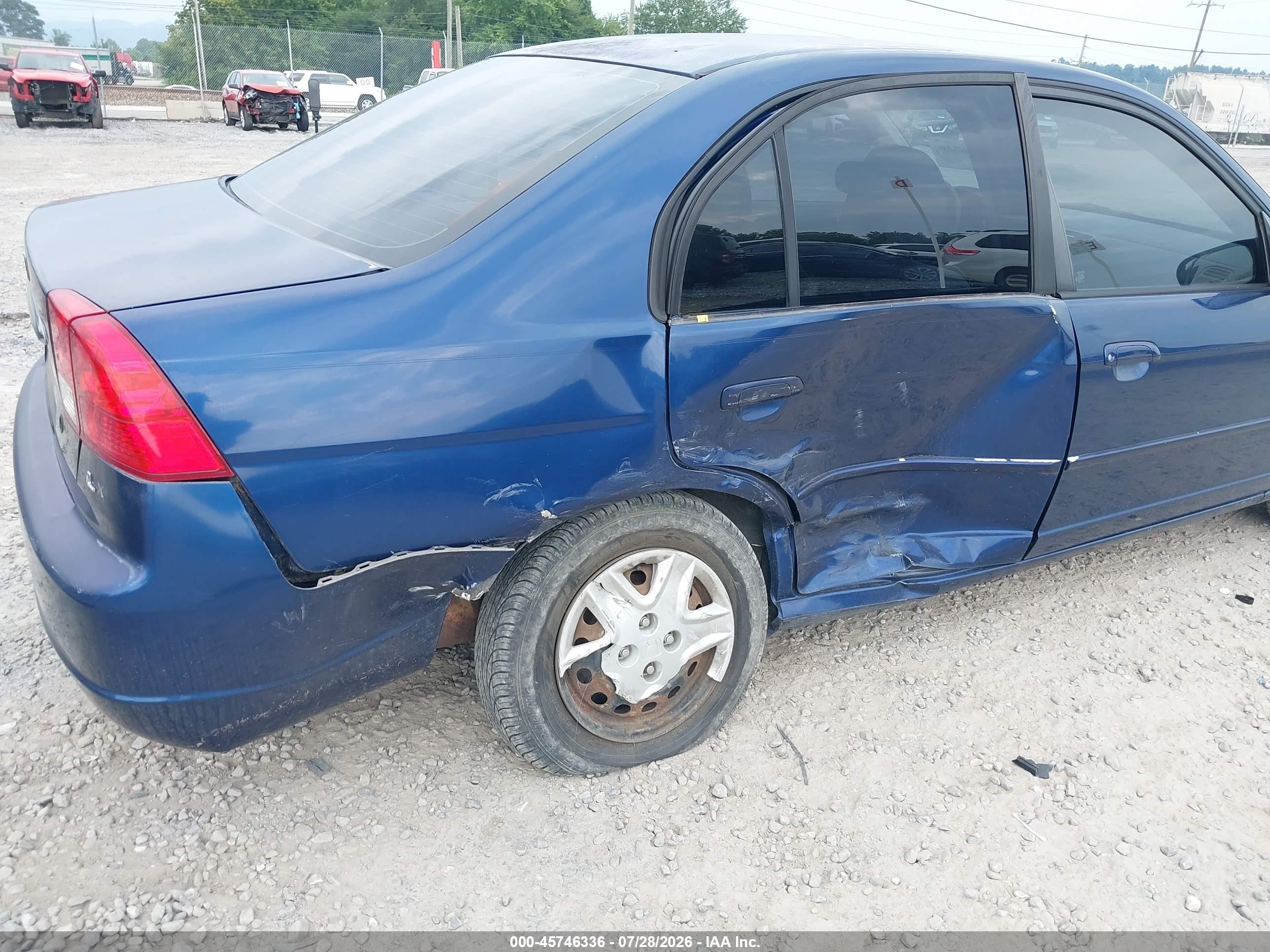 2003 Honda Civic Lx Blue vin: 1HGES15583L015392