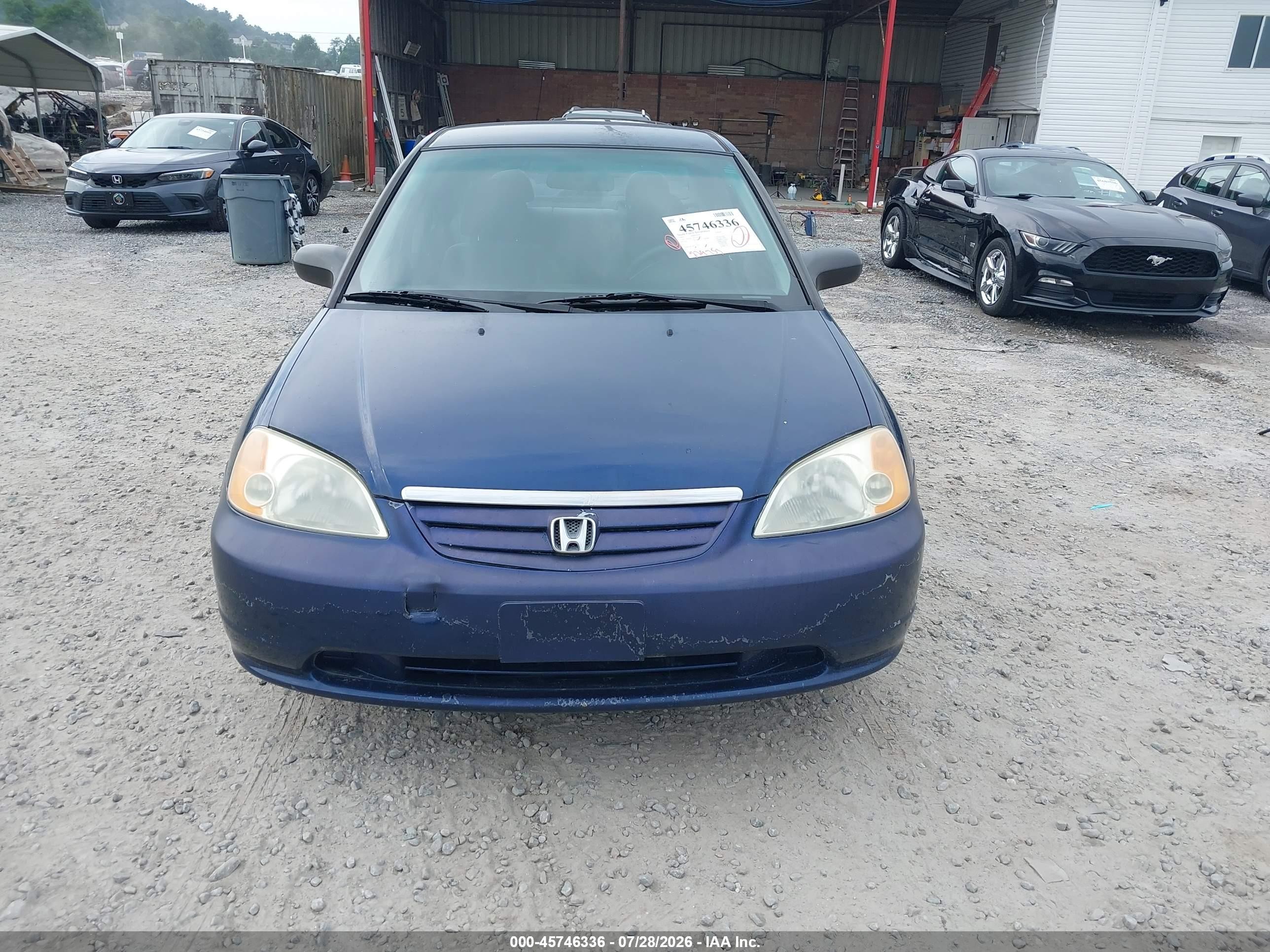 2003 Honda Civic Lx Blue vin: 1HGES15583L015392