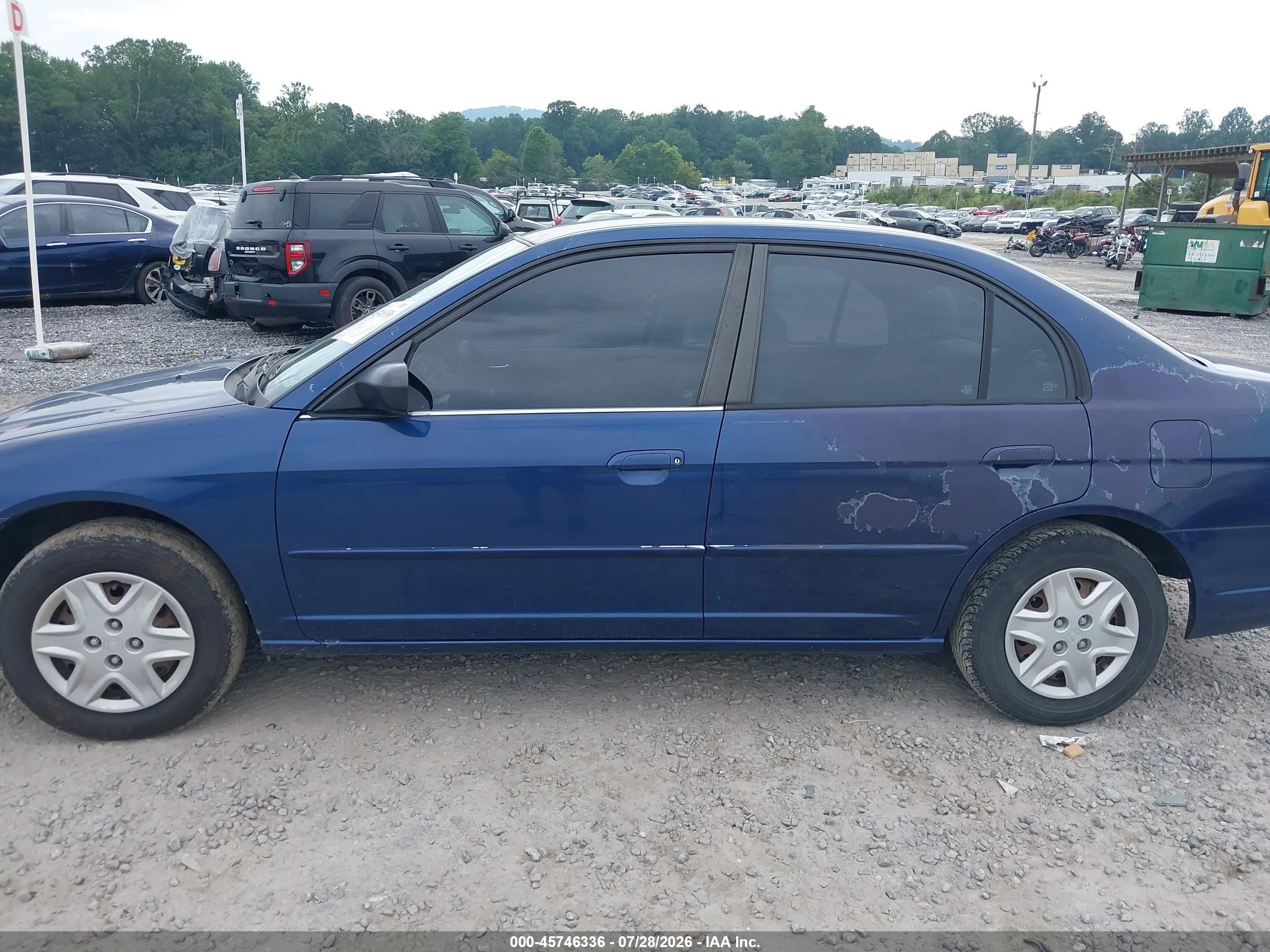 2003 Honda Civic Lx Blue vin: 1HGES15583L015392
