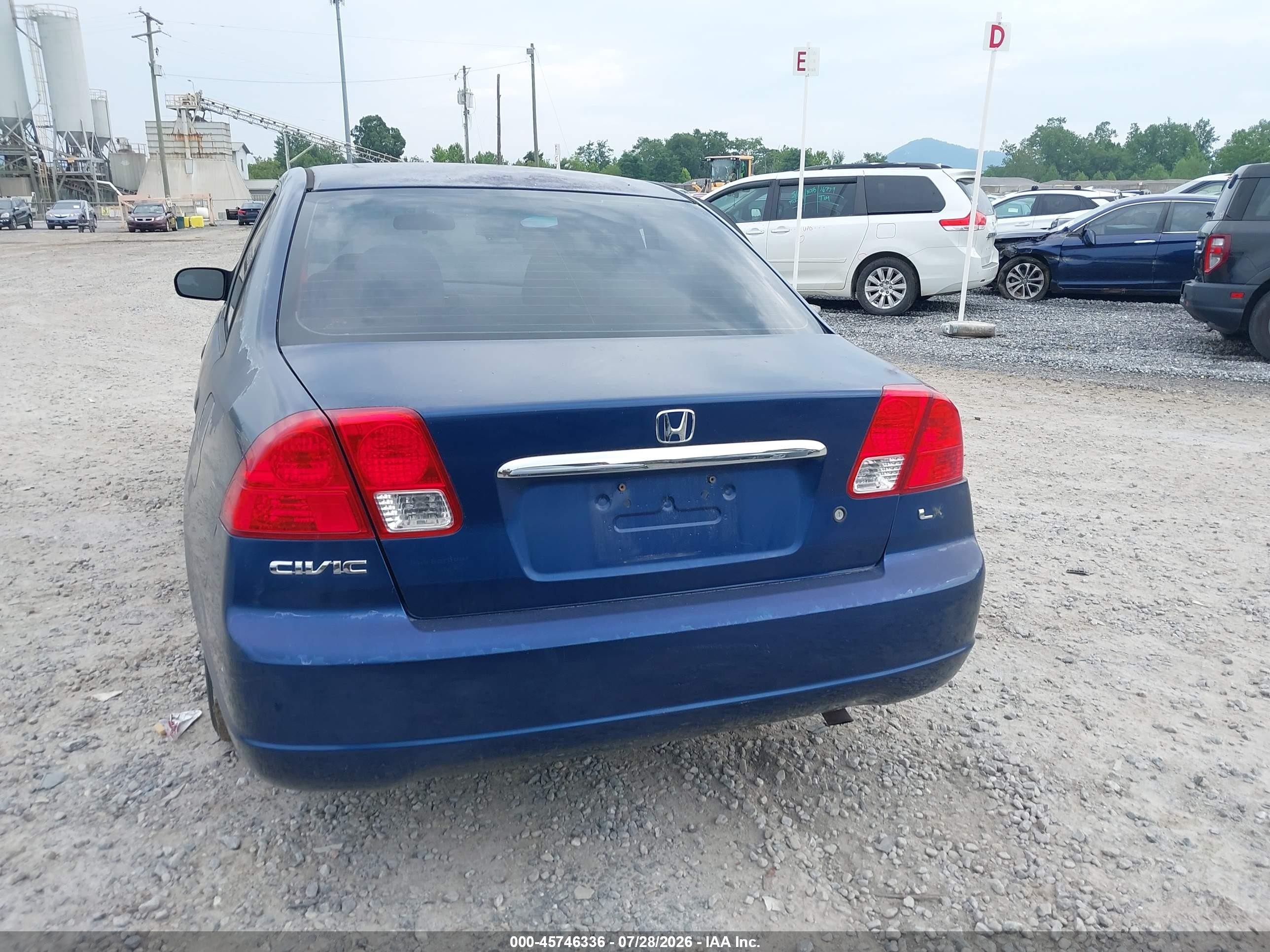2003 Honda Civic Lx Blue vin: 1HGES15583L015392