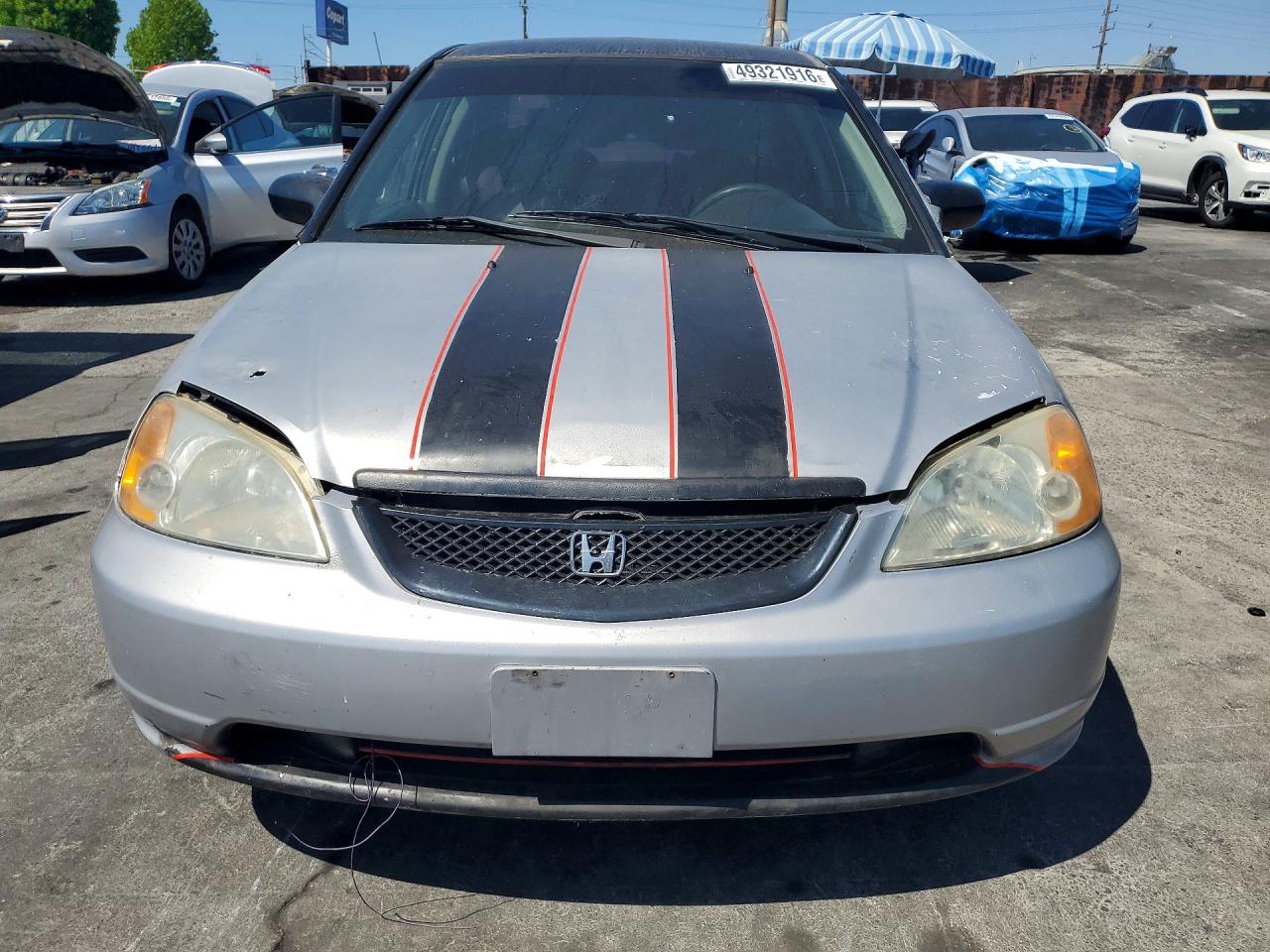 2001 Honda Civic Lx Gray vin: 1HGES155X1L000356