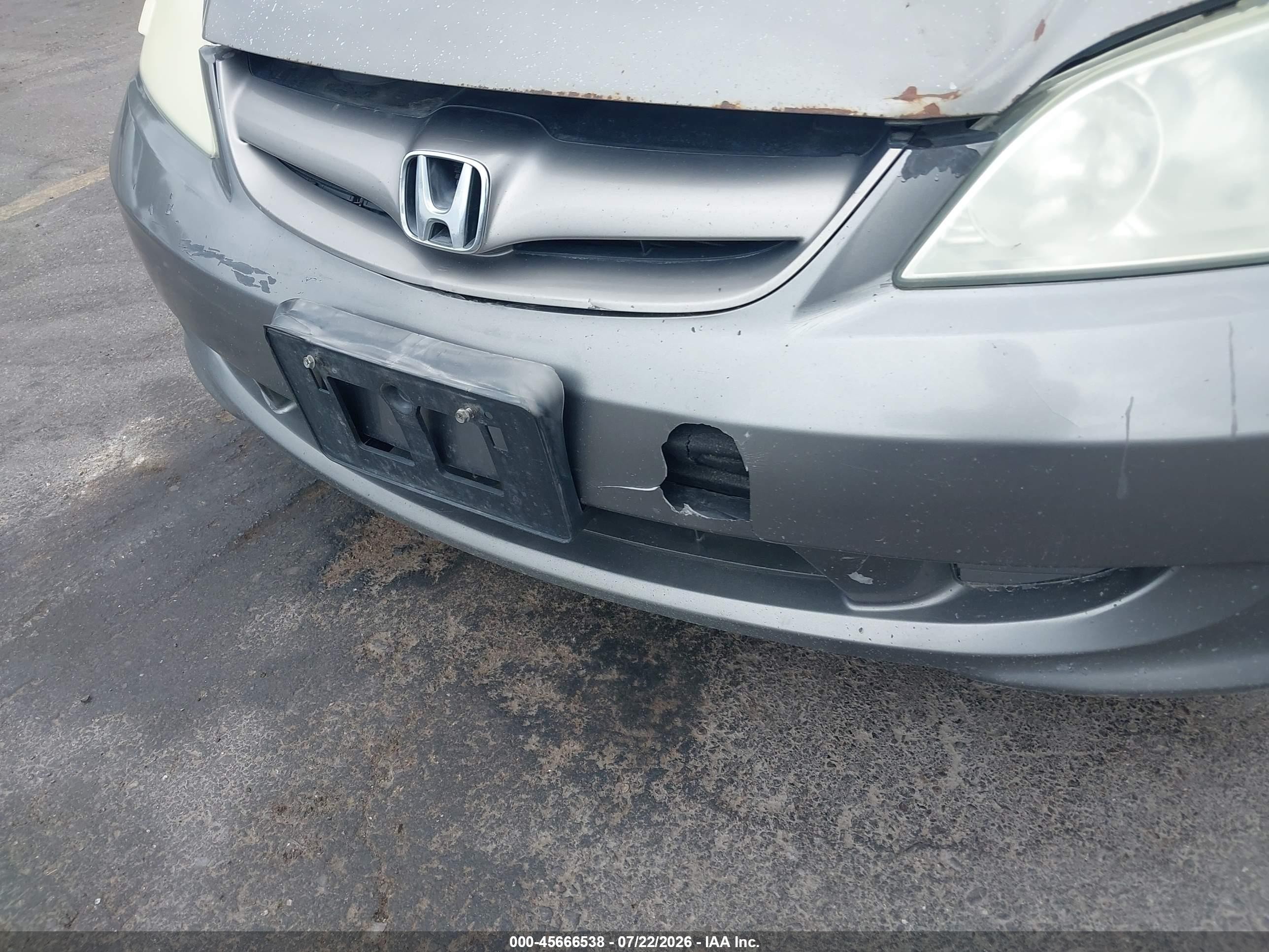2005 Honda Civic Vp Серый vin: 1HGES16305L017475
