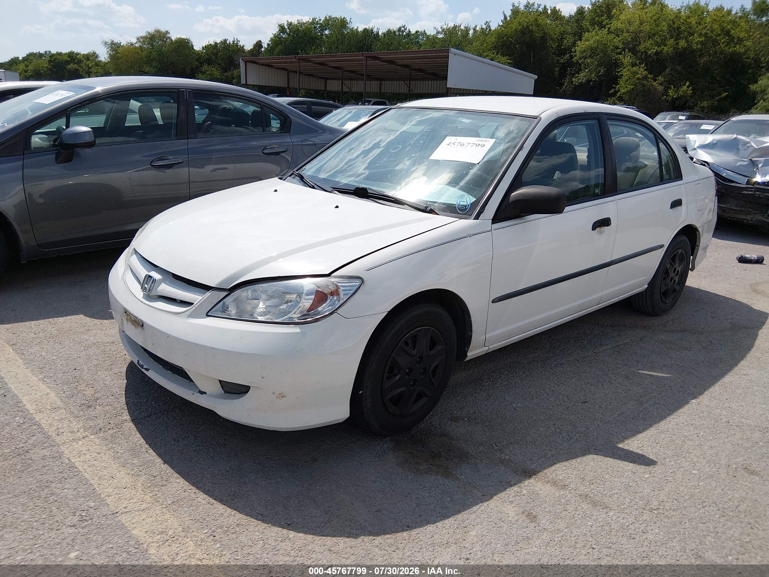 2004 Honda Civic Vp White vin: 1HGES16344L005747