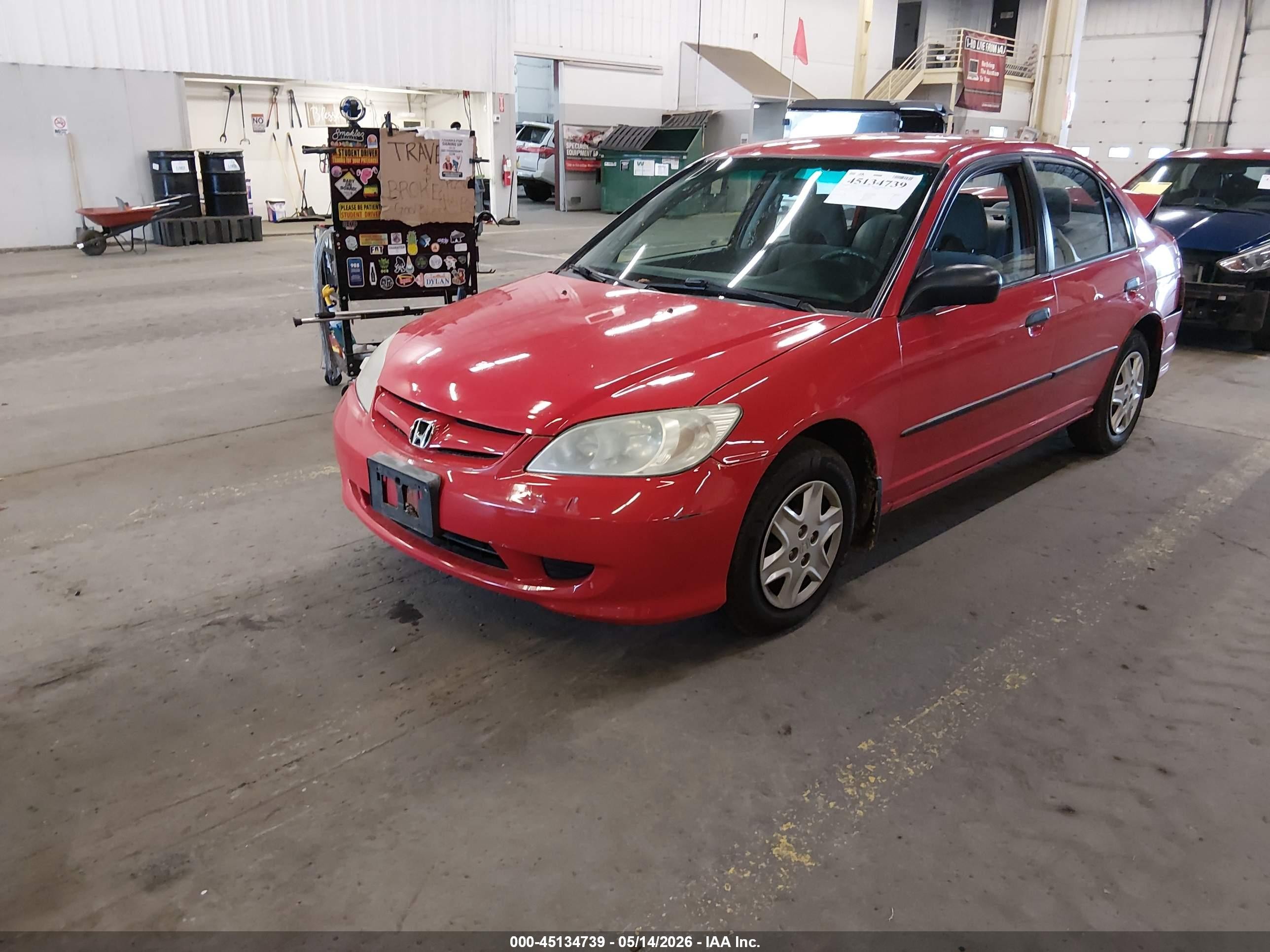 2005 Honda Civic Vp Red vin: 1HGES16345L017656