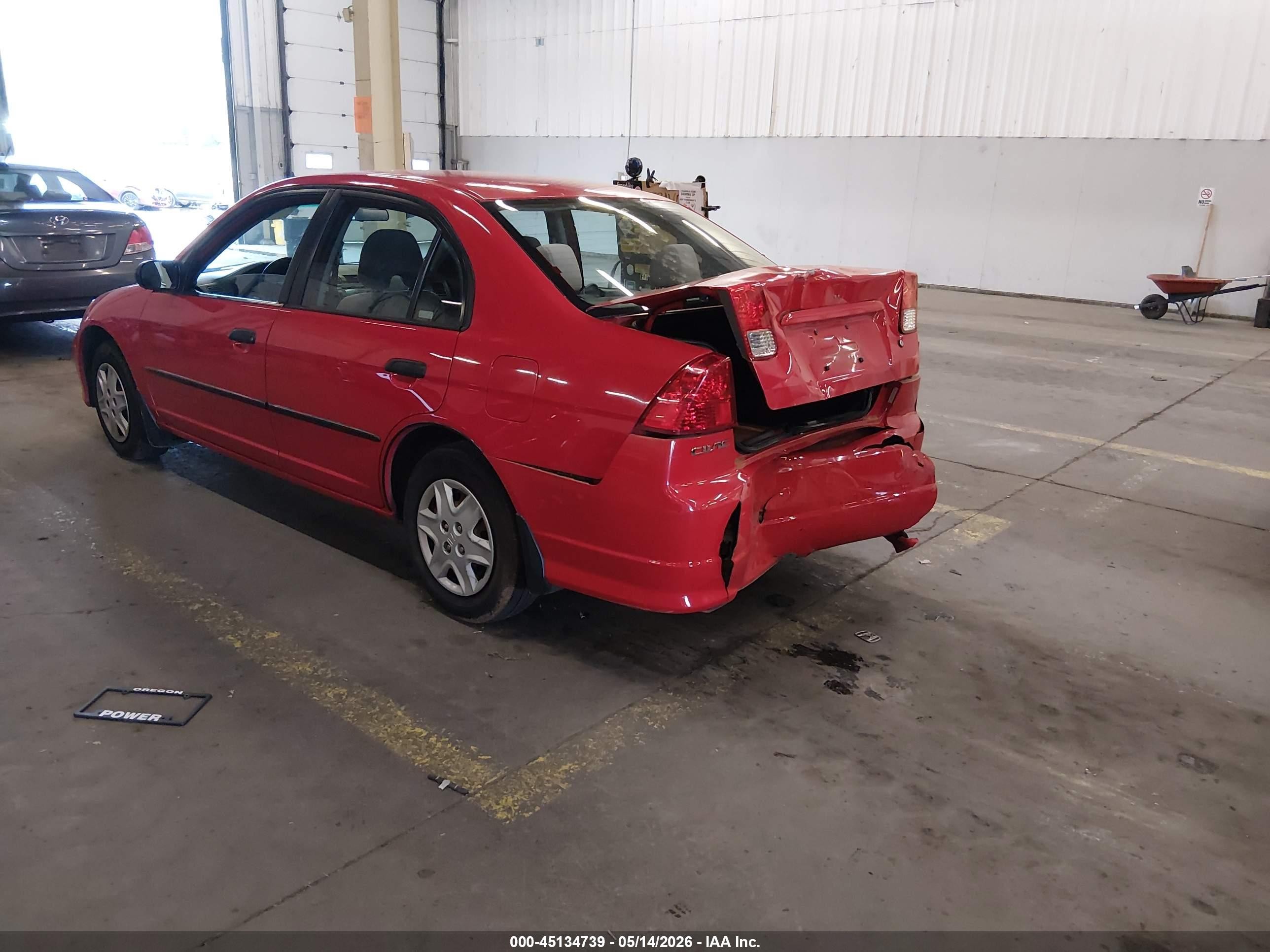 2005 Honda Civic Vp Red vin: 1HGES16345L017656