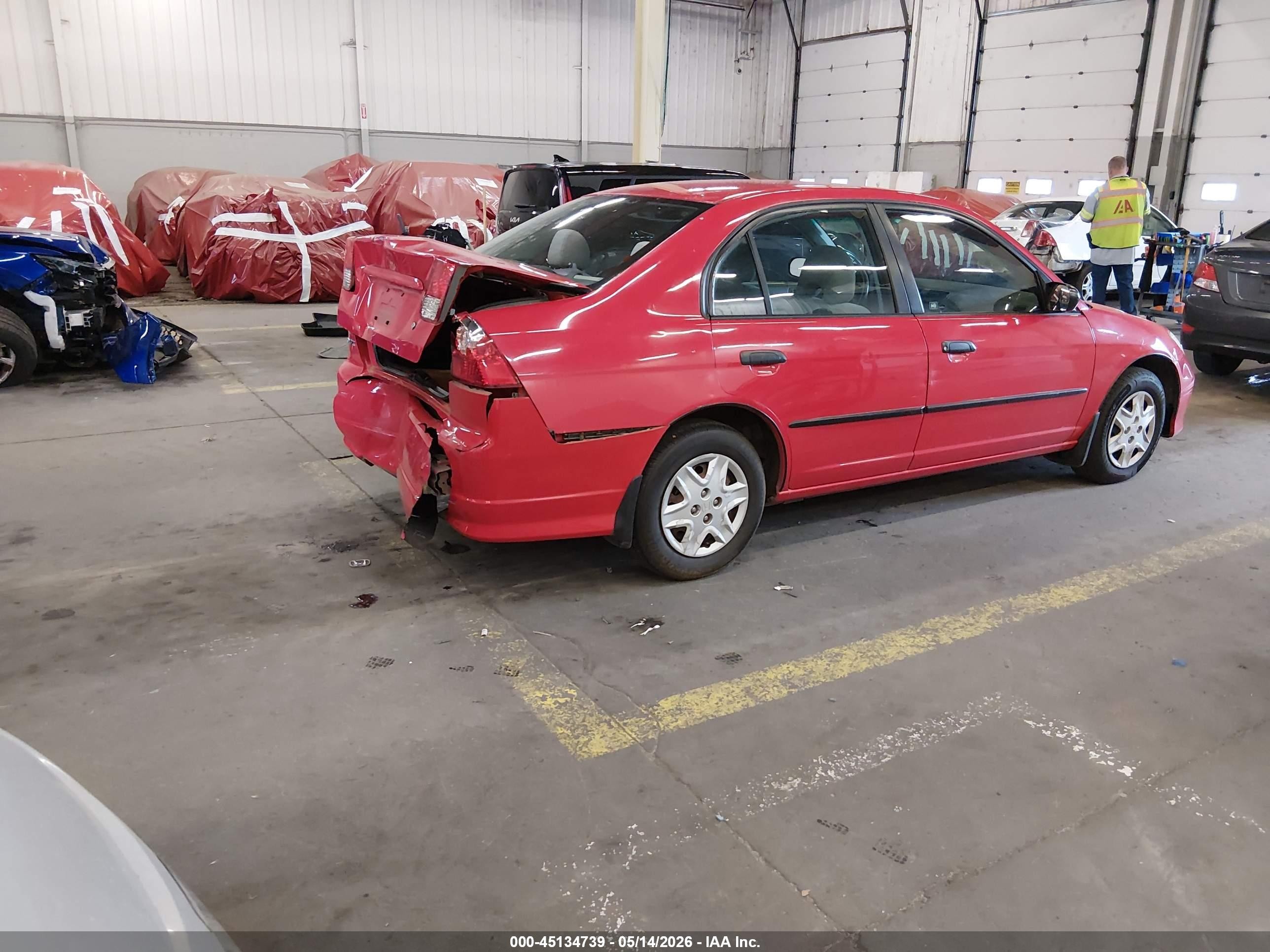 2005 Honda Civic Vp Red vin: 1HGES16345L017656