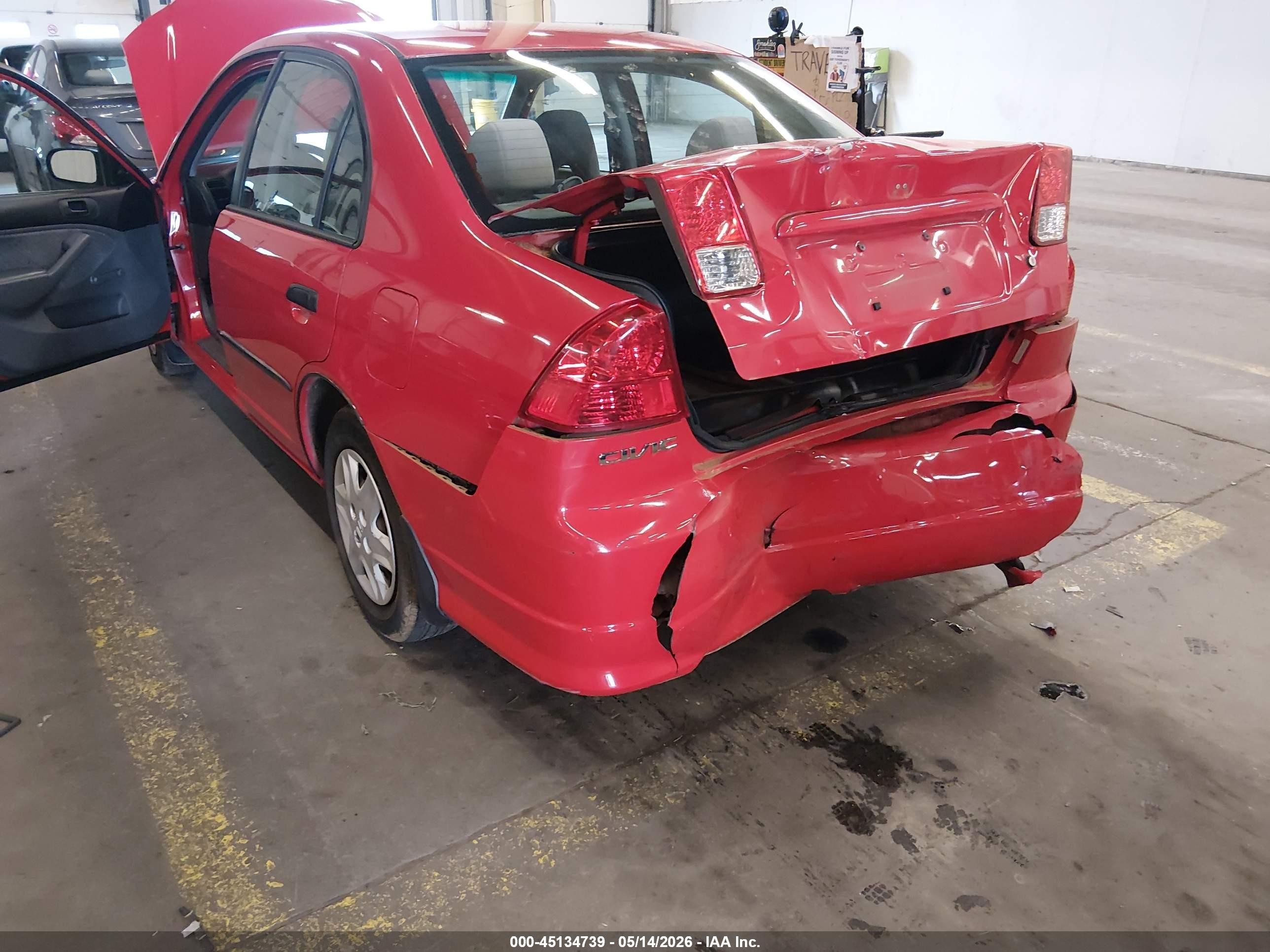 2005 Honda Civic Vp Red vin: 1HGES16345L017656