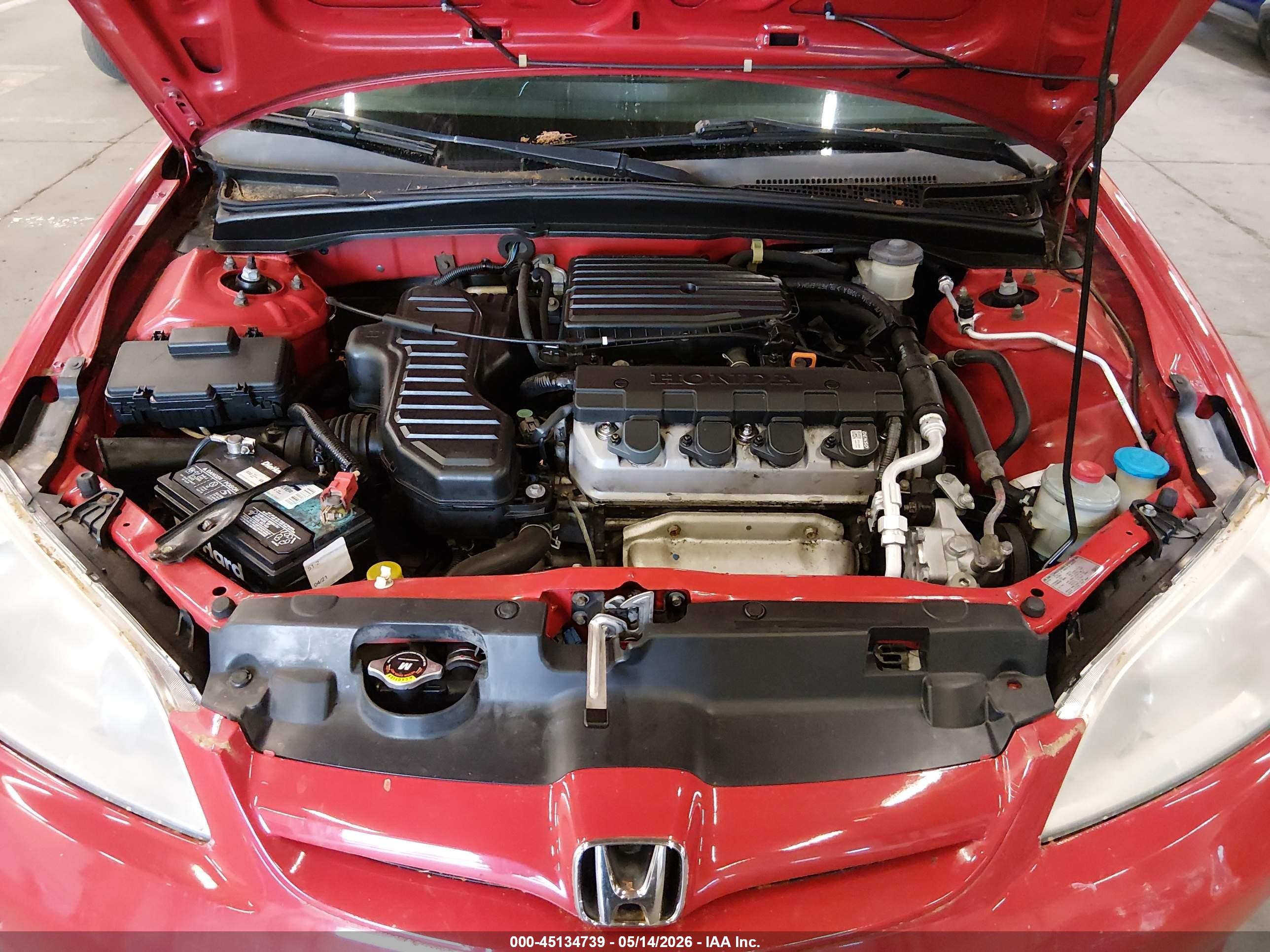 2005 Honda Civic Vp Red vin: 1HGES16345L017656
