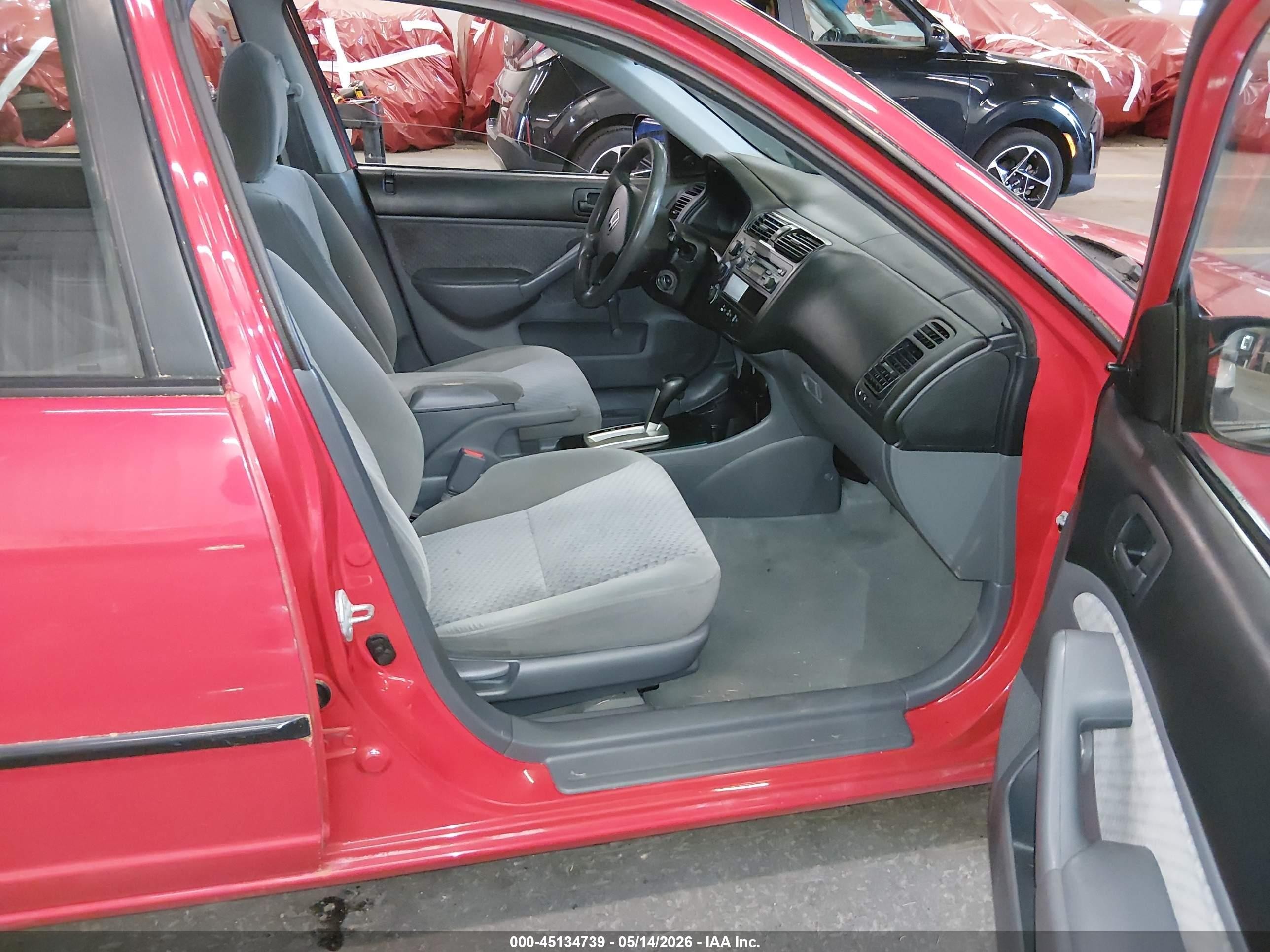 2005 Honda Civic Vp Red vin: 1HGES16345L017656