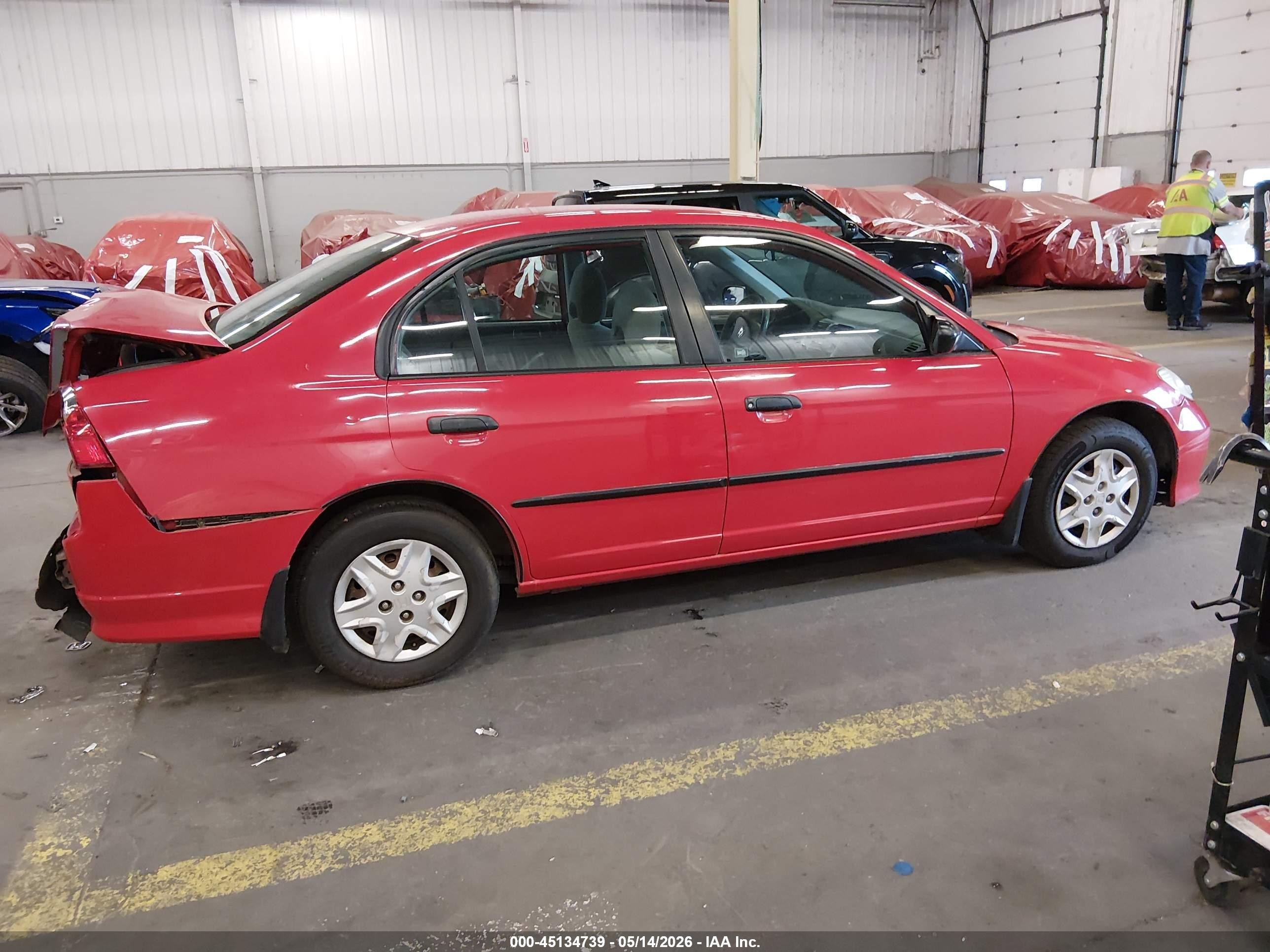 2005 Honda Civic Vp Red vin: 1HGES16345L017656