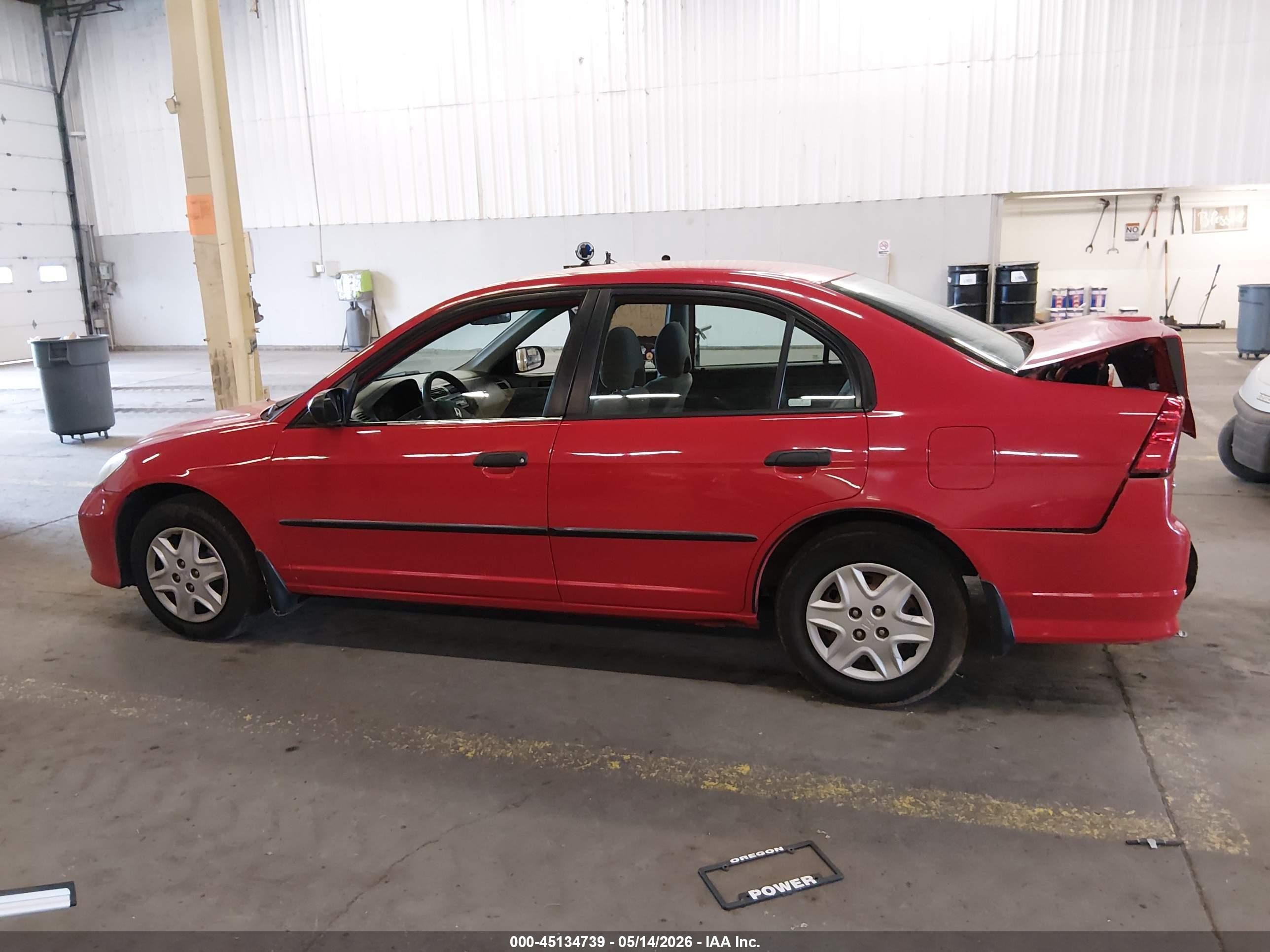 2005 Honda Civic Vp Red vin: 1HGES16345L017656