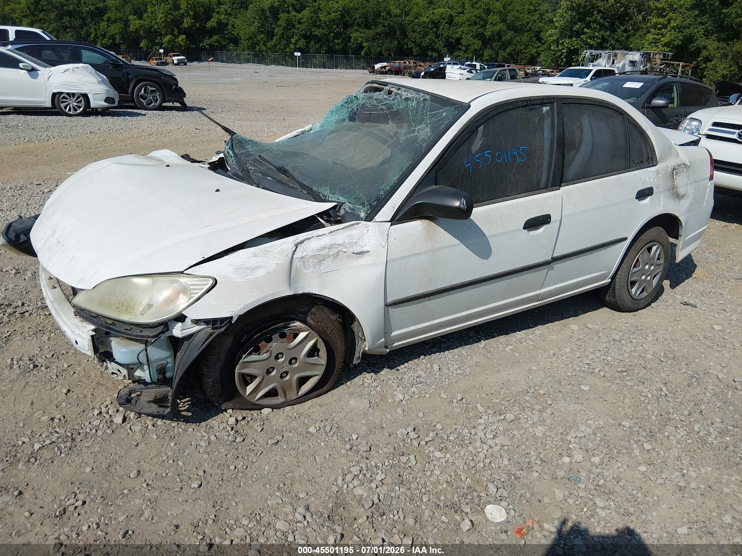 2004 Honda Civic Vp White vin: 1HGES16354L002467
