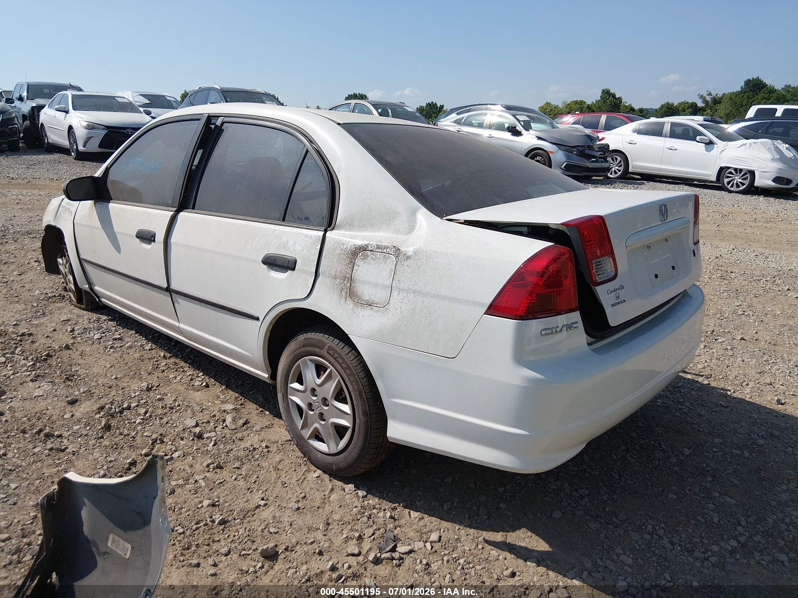2004 Honda Civic Vp White vin: 1HGES16354L002467