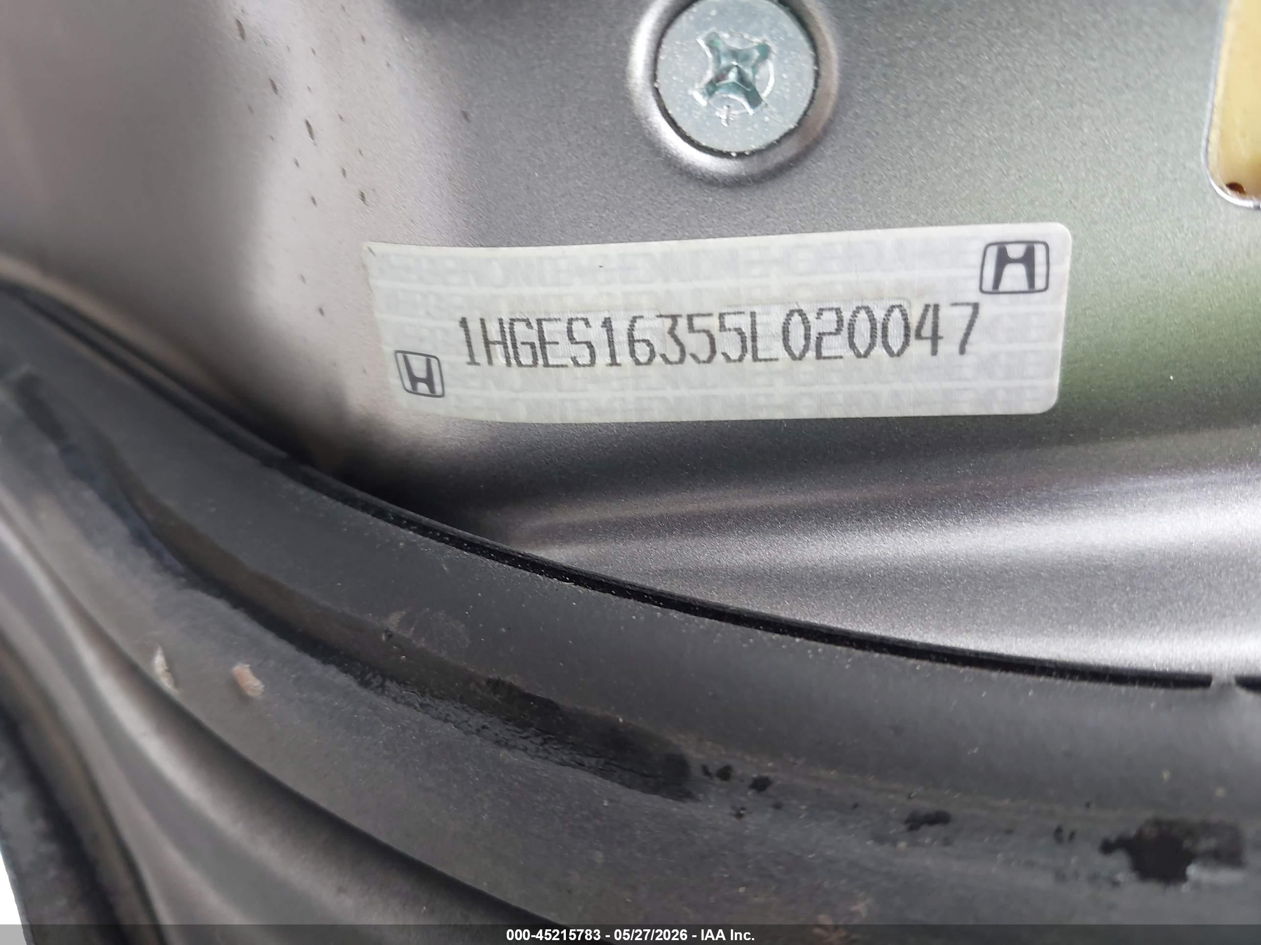 2005 Honda Civic Vp Бежевый vin: 1HGES16355L020047