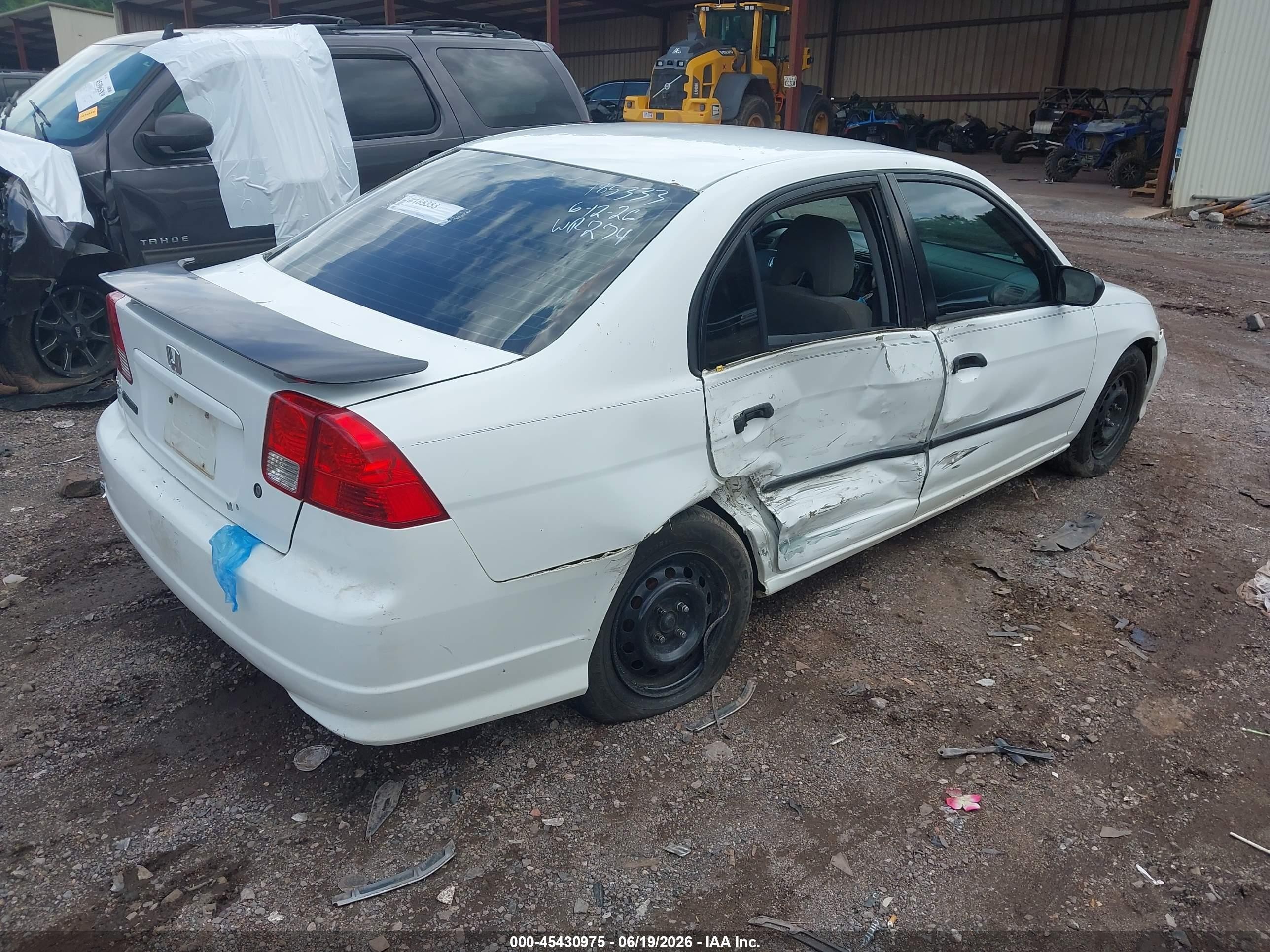 2004 Honda Civic Vp White vin: 1HGES16374L007265
