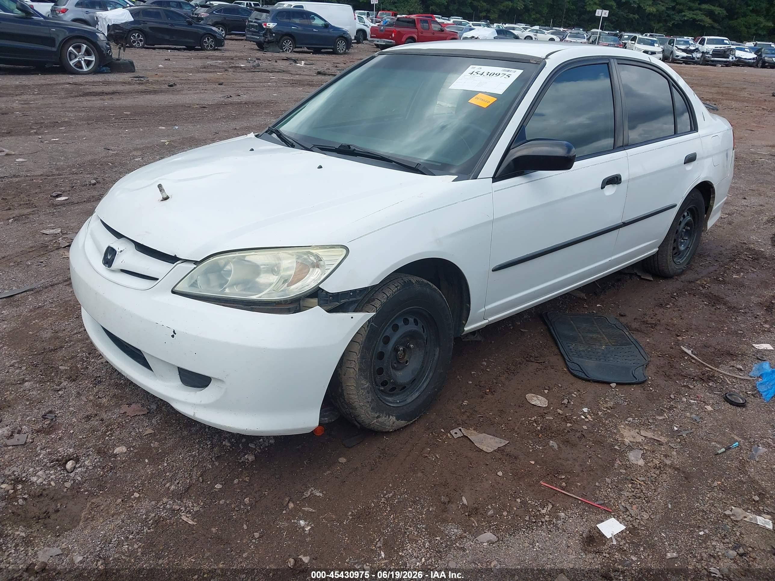 2004 Honda Civic Vp White vin: 1HGES16374L007265