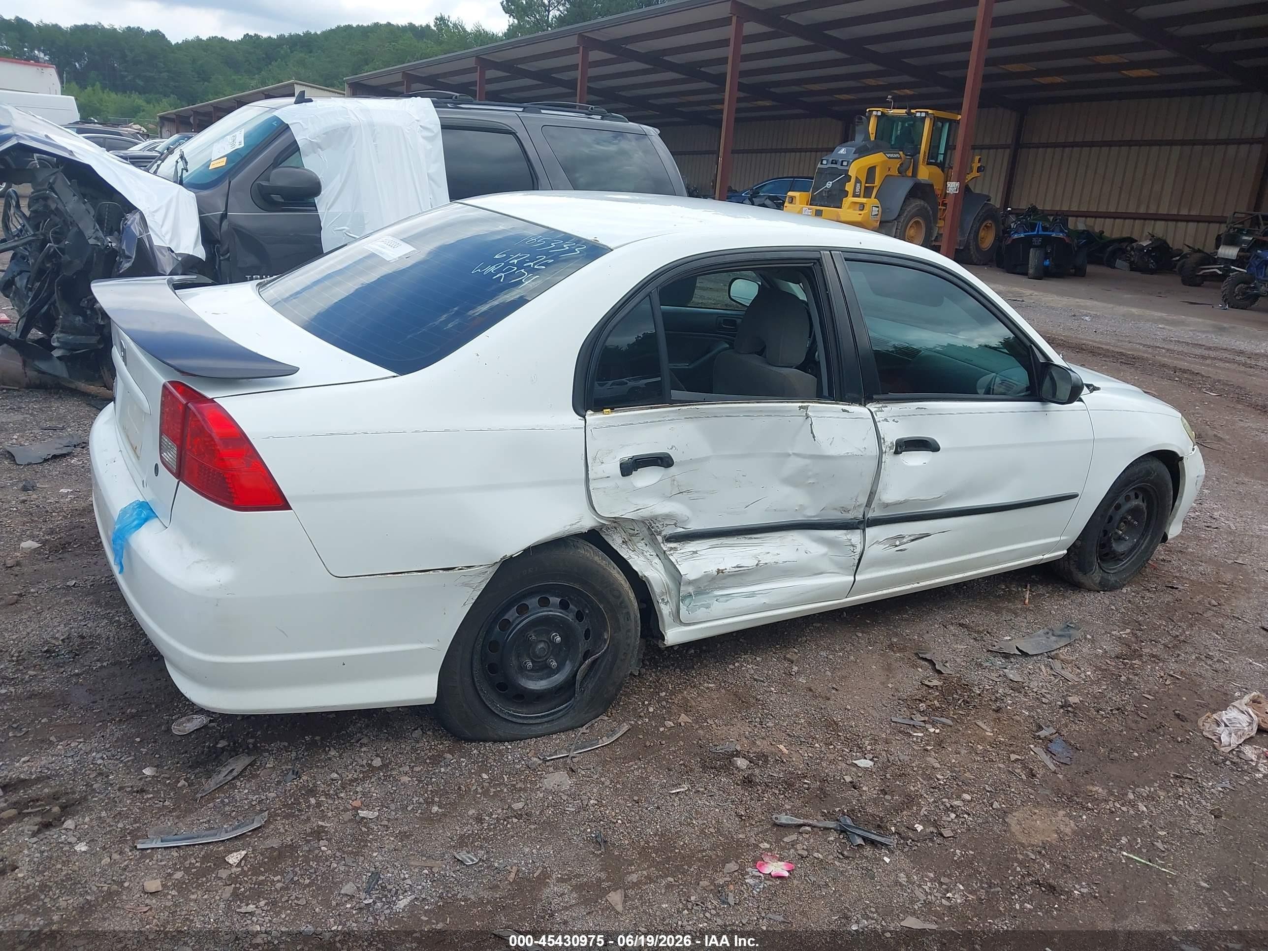 2004 Honda Civic Vp White vin: 1HGES16374L007265
