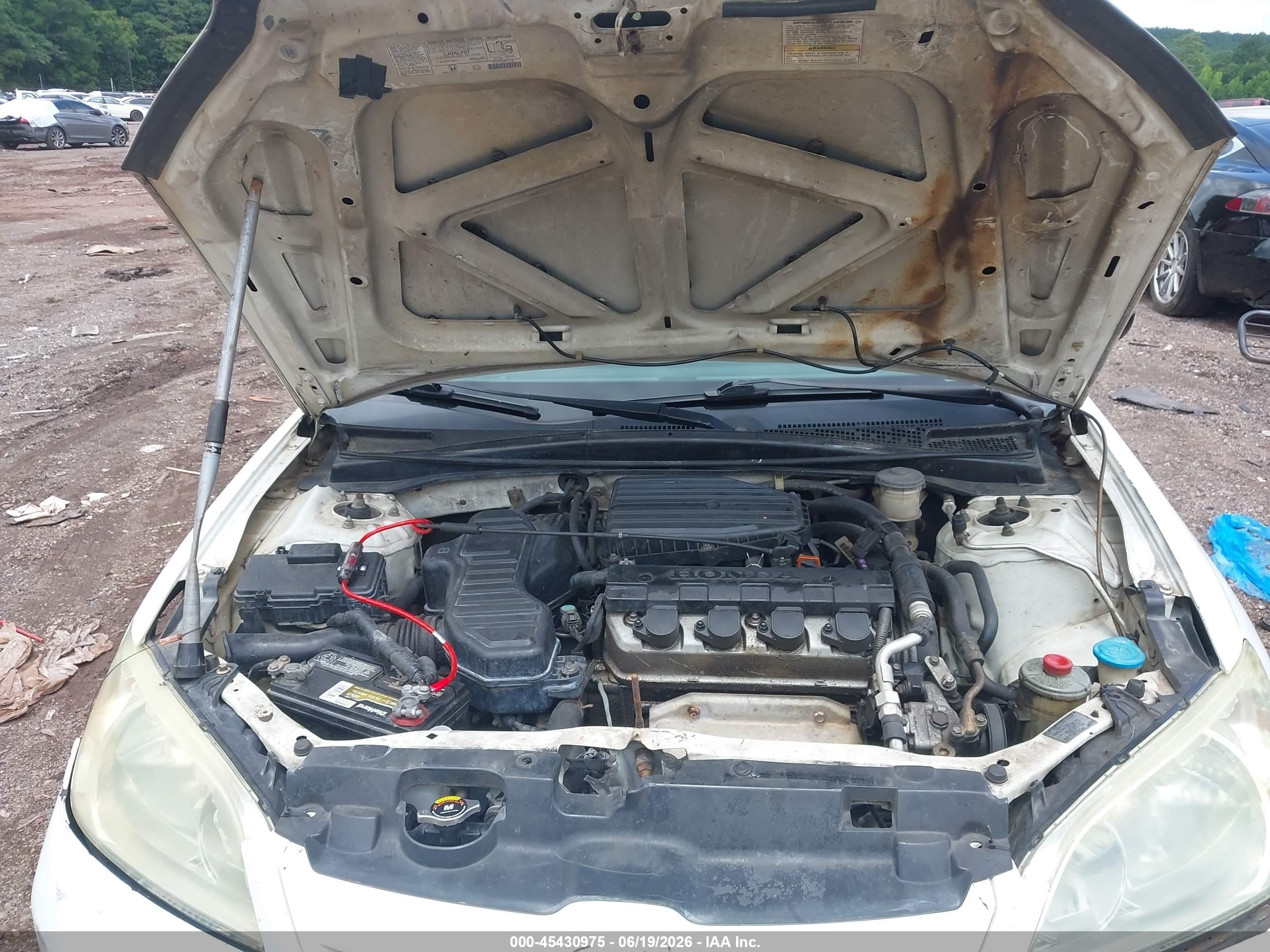 2004 Honda Civic Vp White vin: 1HGES16374L007265