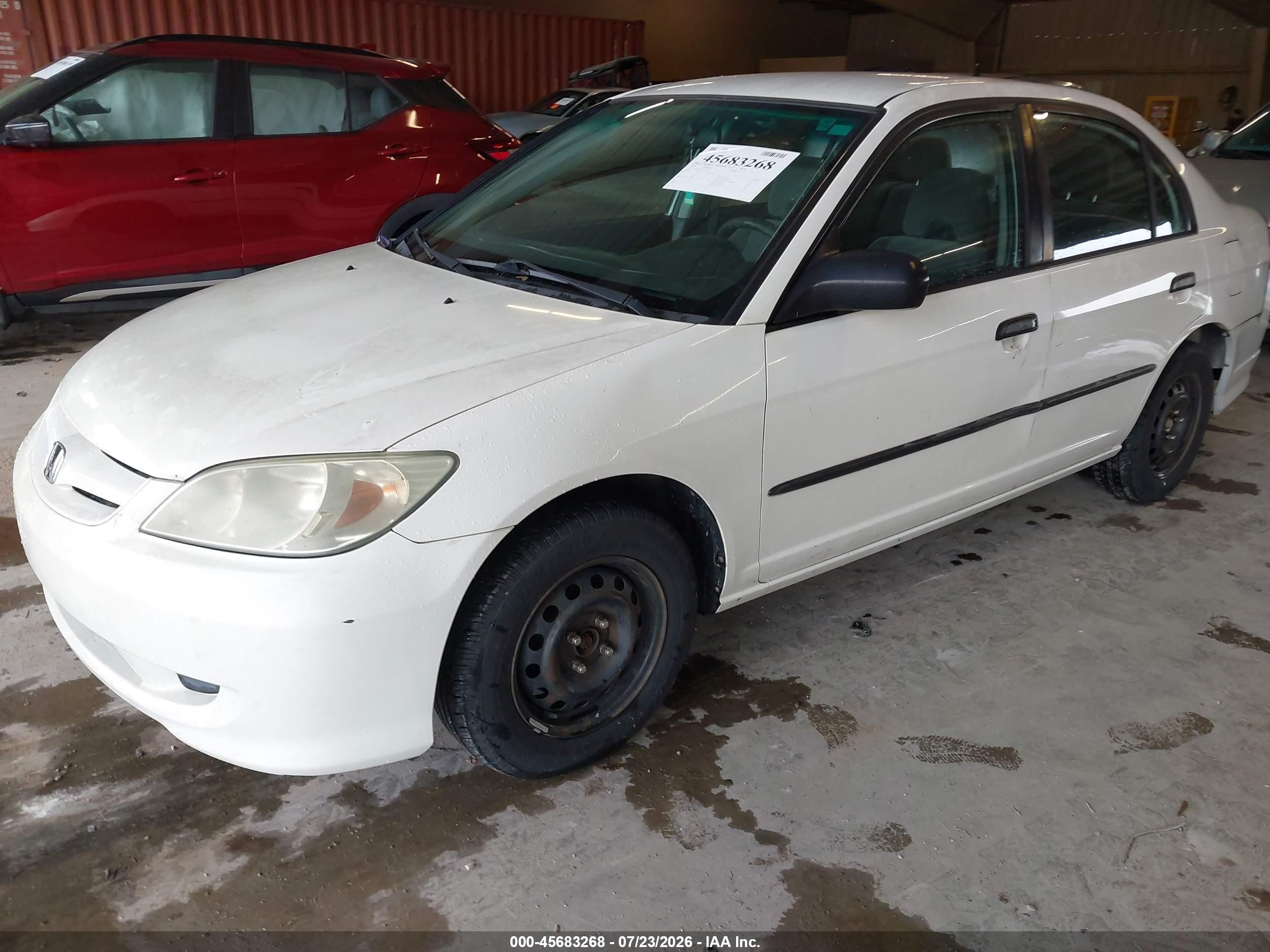2004 Honda Civic Vp White vin: 1HGES16384L003239