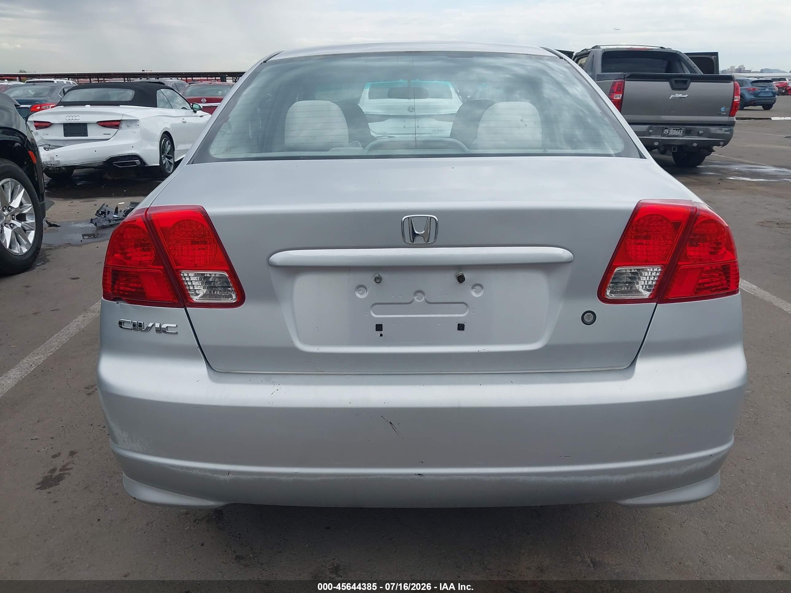 2005 Honda Civic Vp Silver vin: 1HGES16385L004439