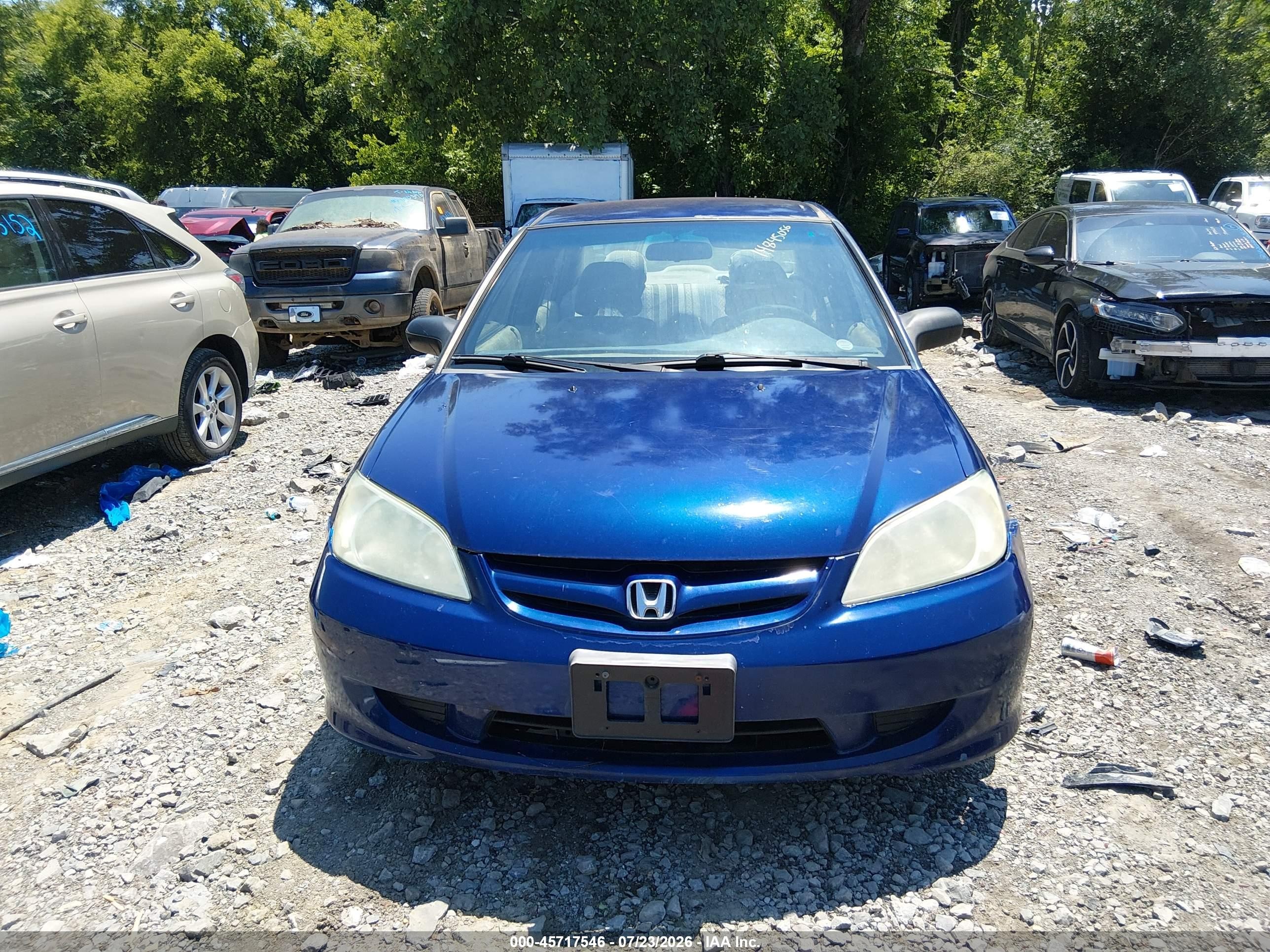 2005 Honda Civic Vp Blue vin: 1HGES16385L015246