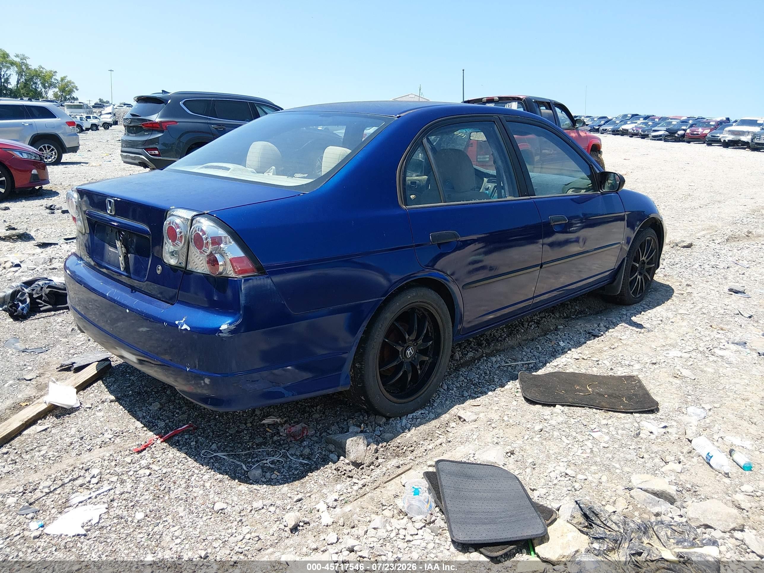 2005 Honda Civic Vp Blue vin: 1HGES16385L015246