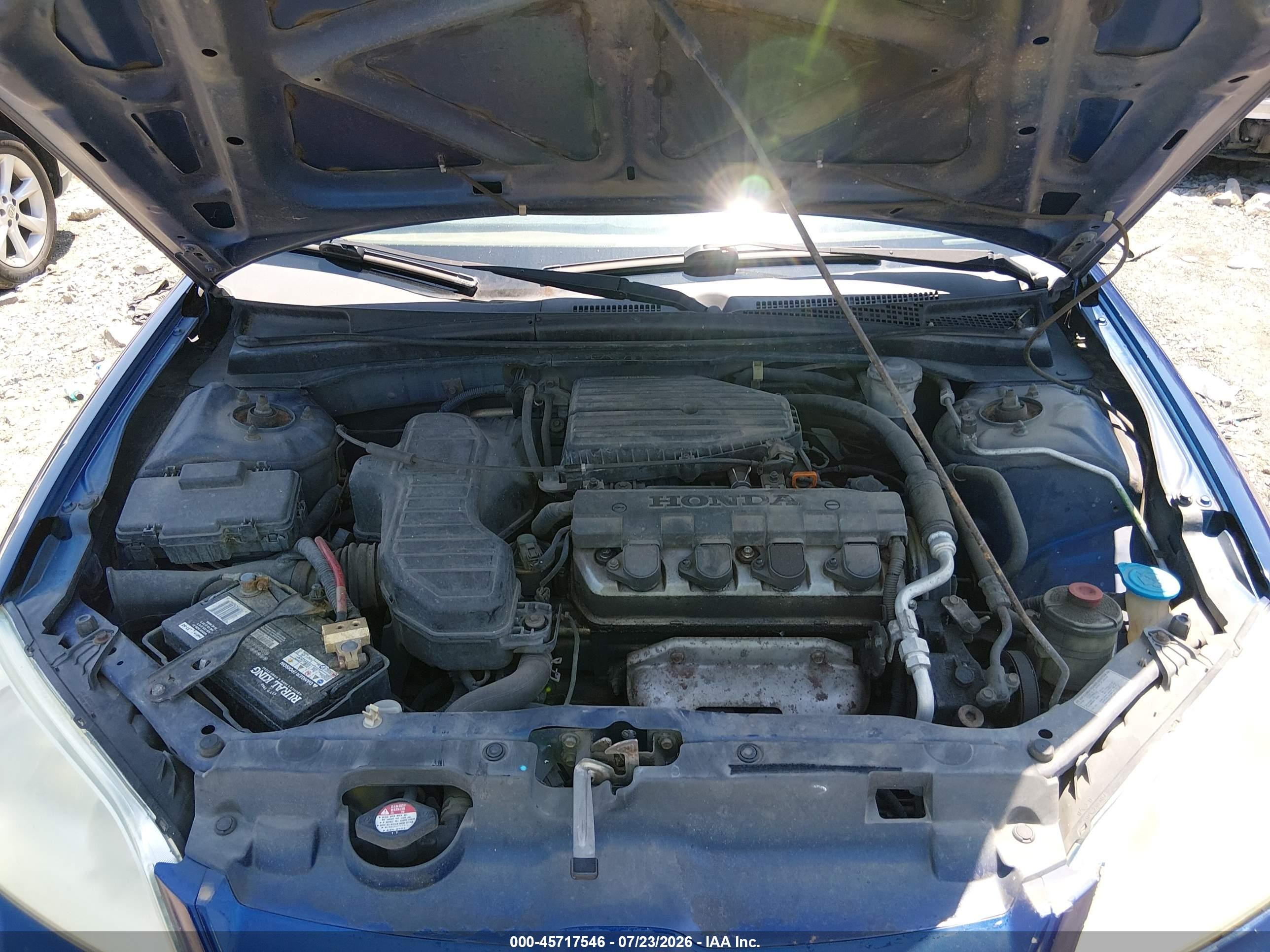 2005 Honda Civic Vp Blue vin: 1HGES16385L015246