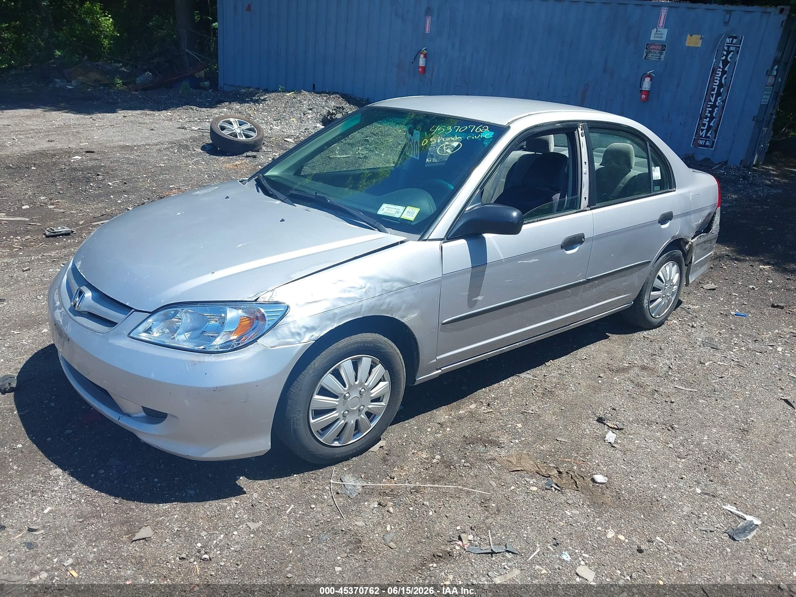 2005 Honda Civic Vp Silver vin: 1HGES16385L016283