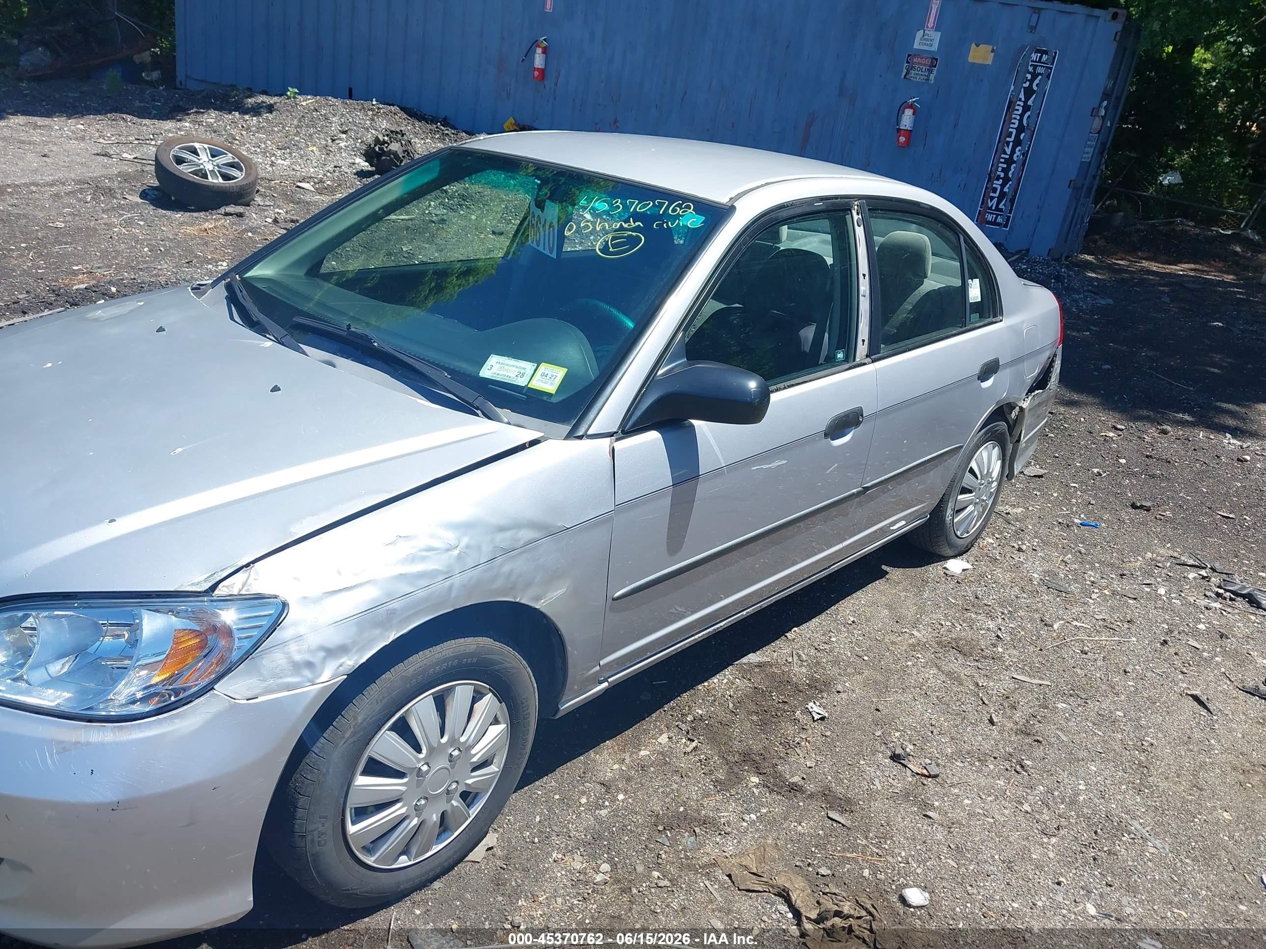 2005 Honda Civic Vp Silver vin: 1HGES16385L016283