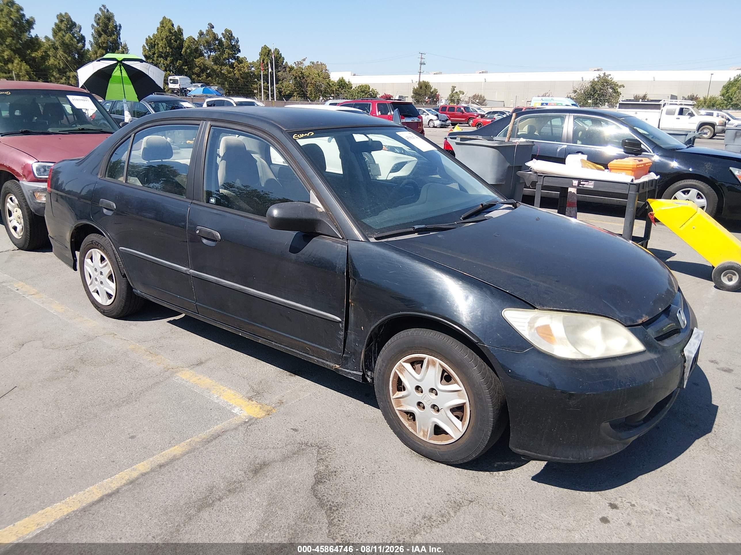 2005 Honda Civic Vp Black vin: 1HGES16395L025378