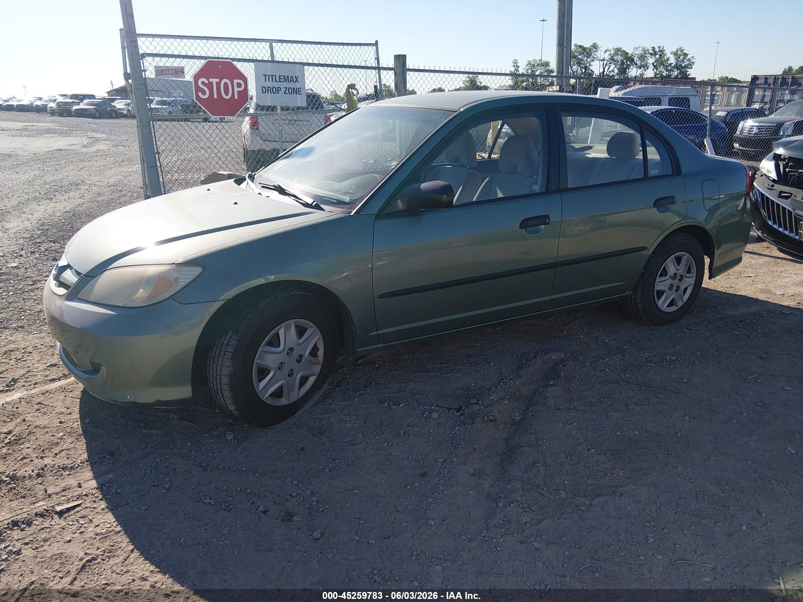2004 Honda Civic Vp Green vin: 1HGES16444L015719