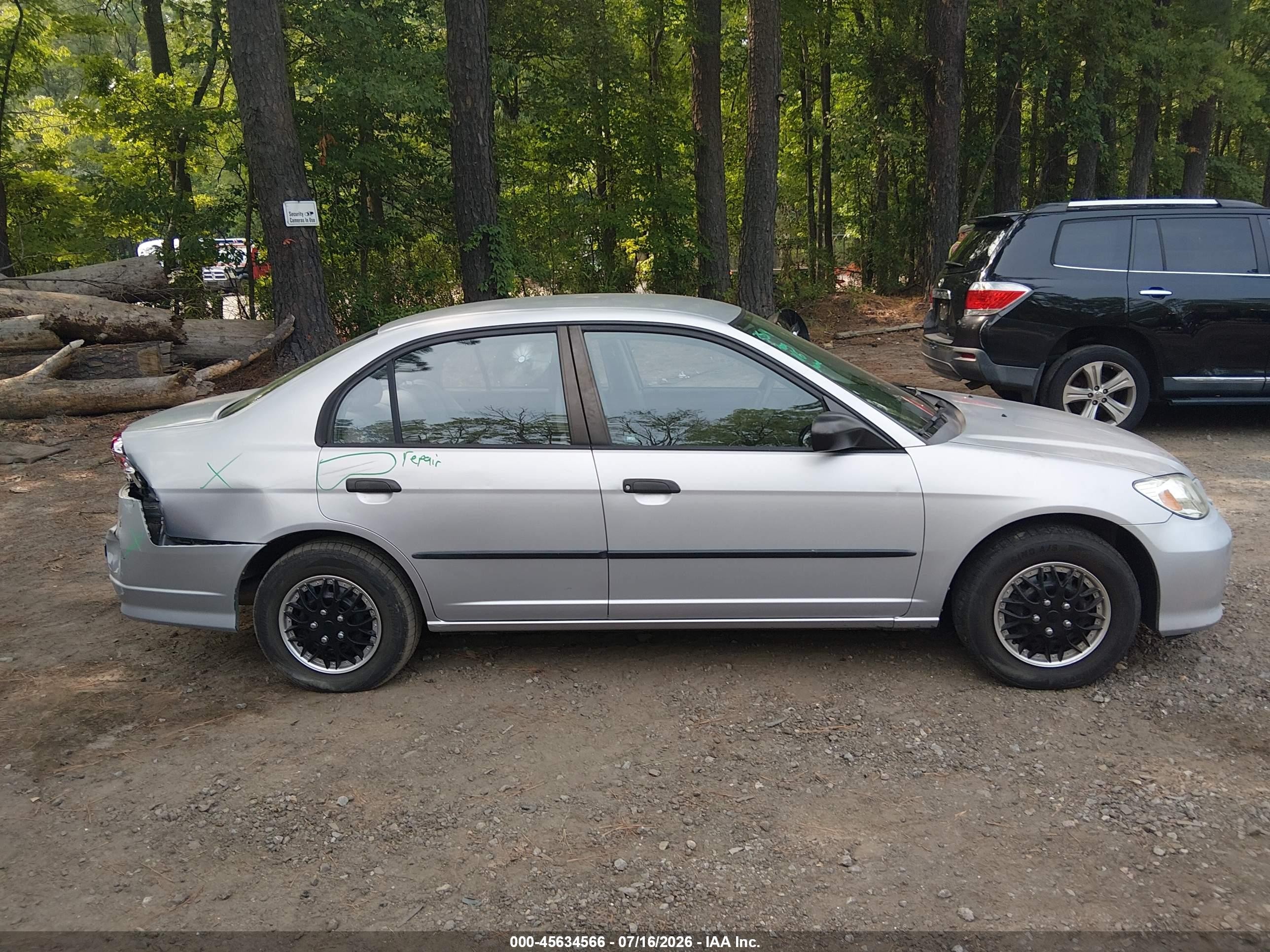 2005 Honda Civic Vp Silver vin: 1HGES16445L007203