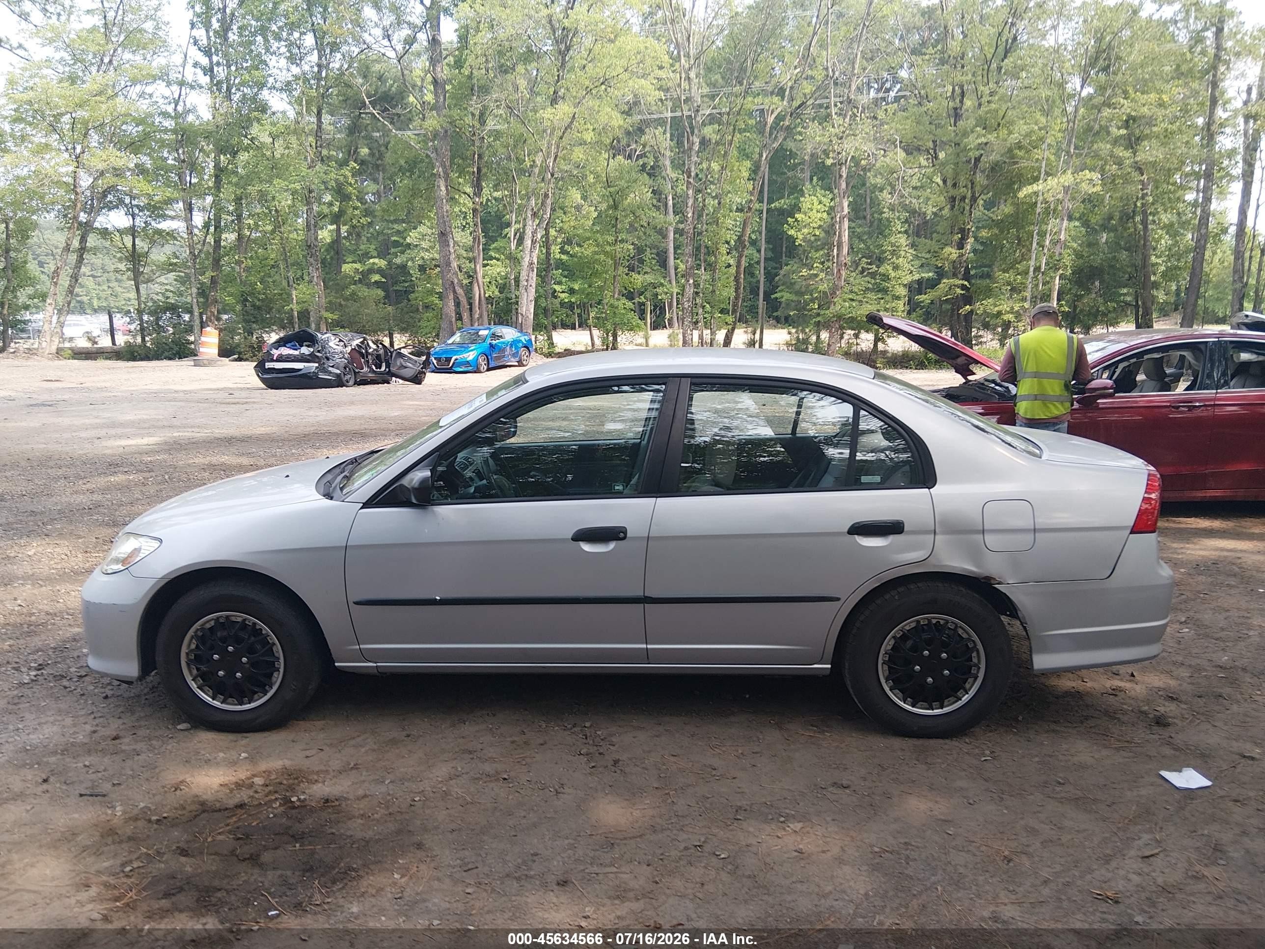 2005 Honda Civic Vp Silver vin: 1HGES16445L007203