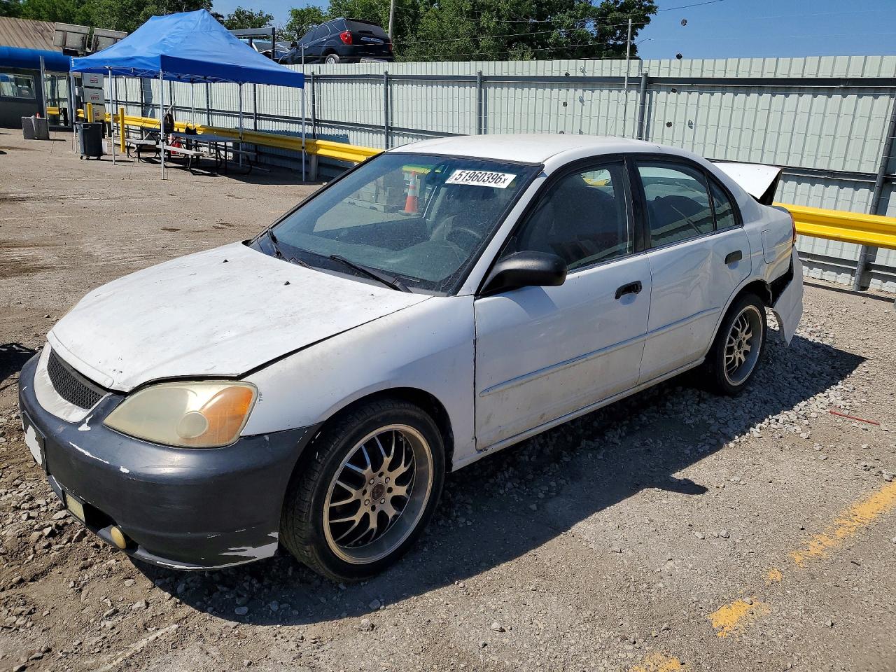 2001 Honda Civic Lx White vin: 1HGES16501L048107