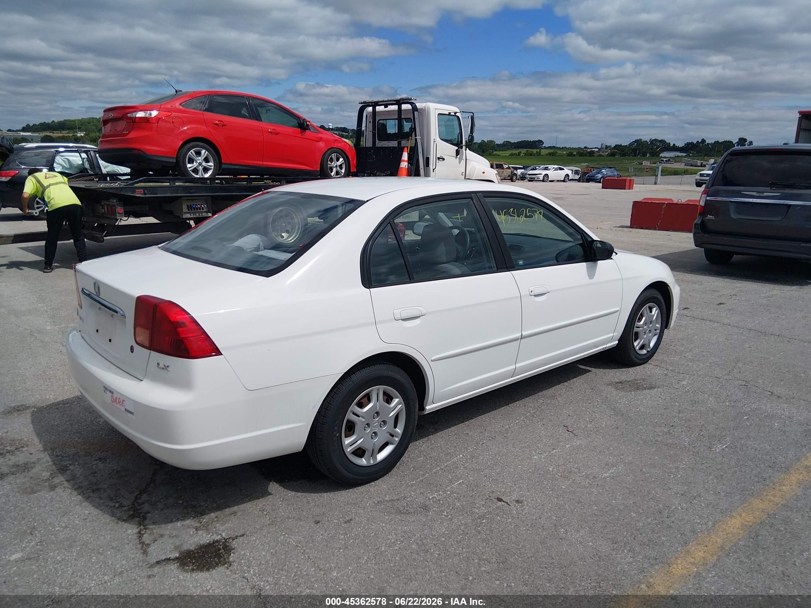 2002 Honda Civic Lx Белый vin: 1HGES16502L068388