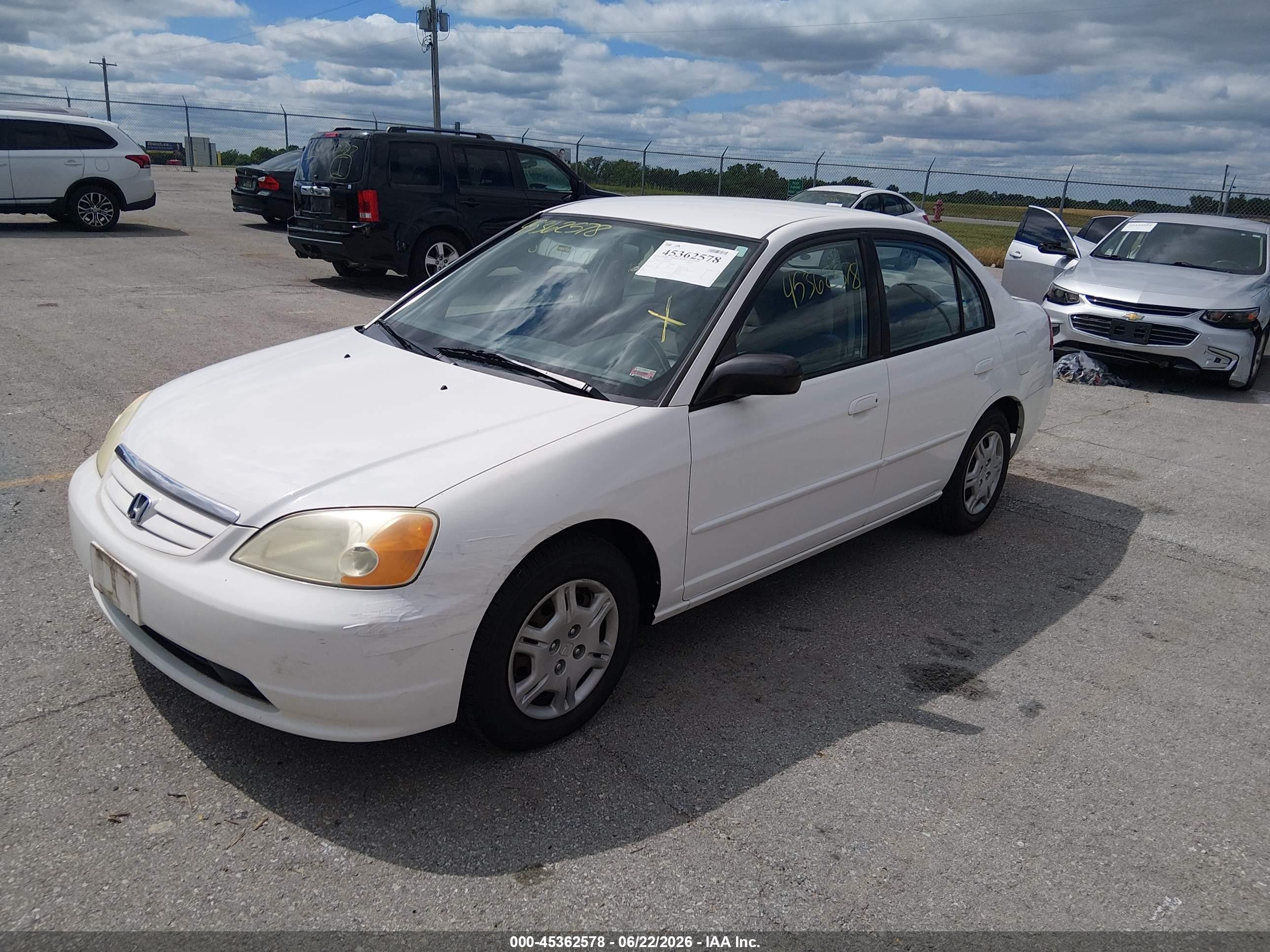 2002 Honda Civic Lx Белый vin: 1HGES16502L068388
