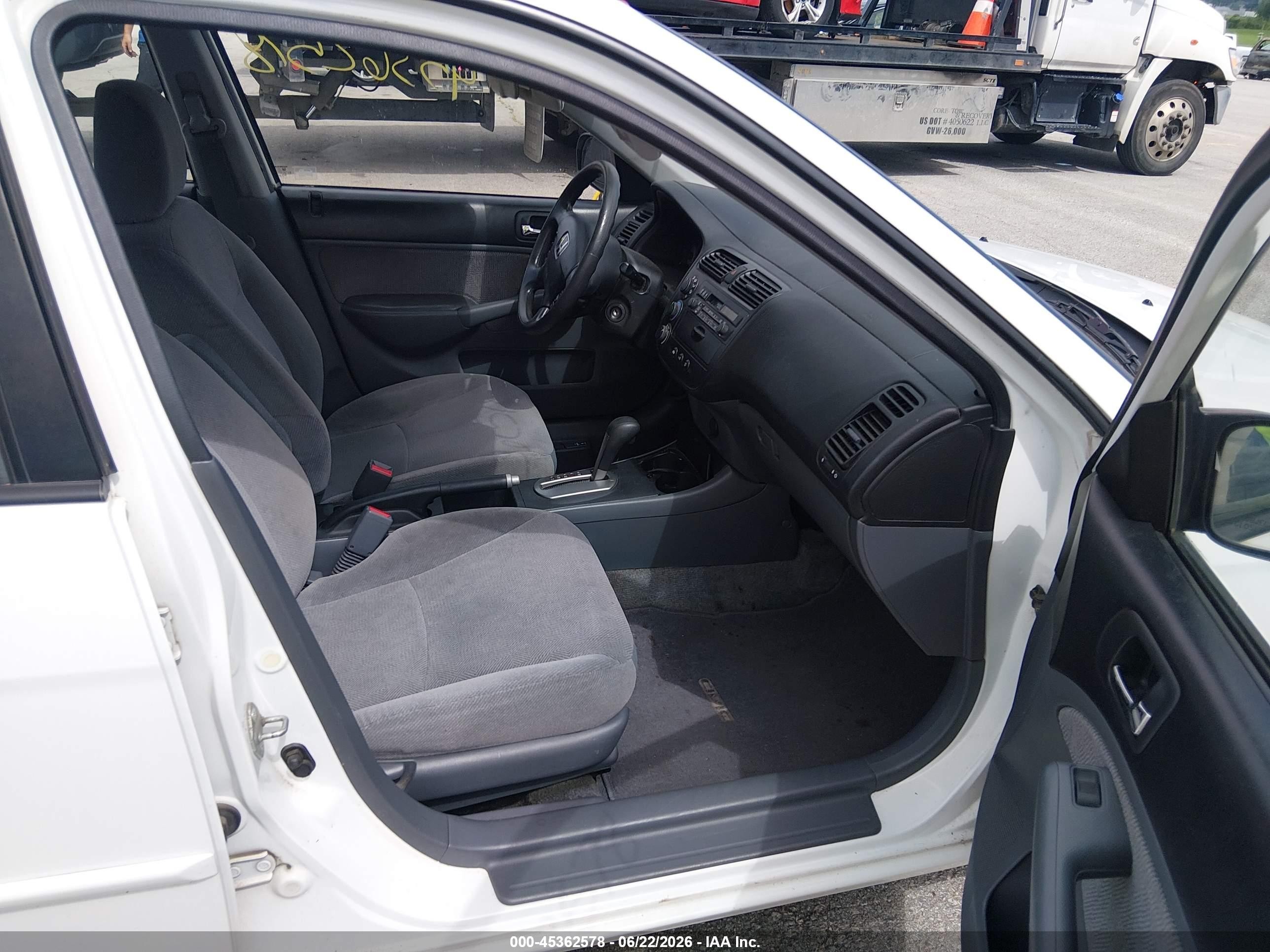 2002 Honda Civic Lx Белый vin: 1HGES16502L068388