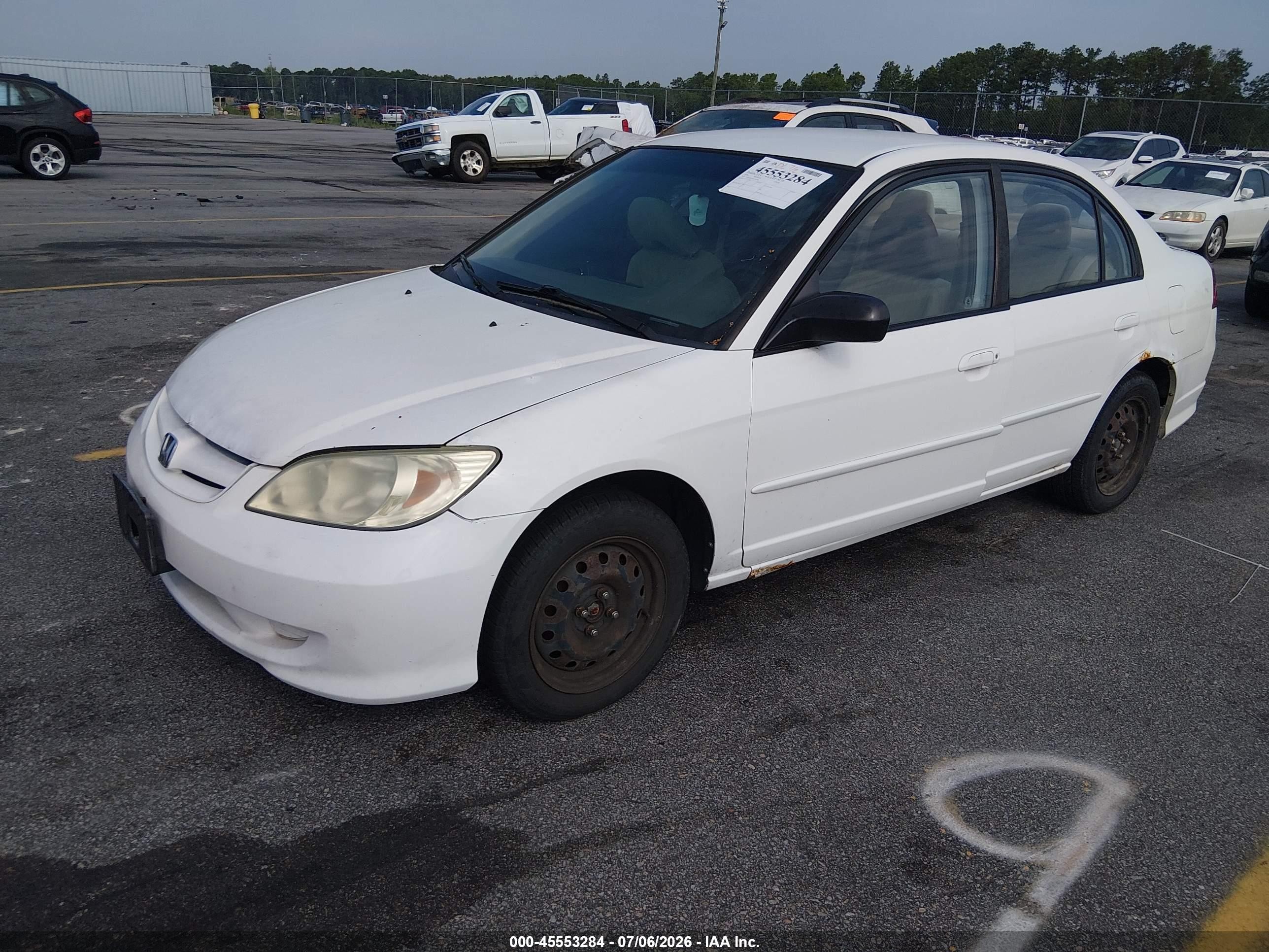 2004 Honda Civic Lx White vin: 1HGES16504L015208