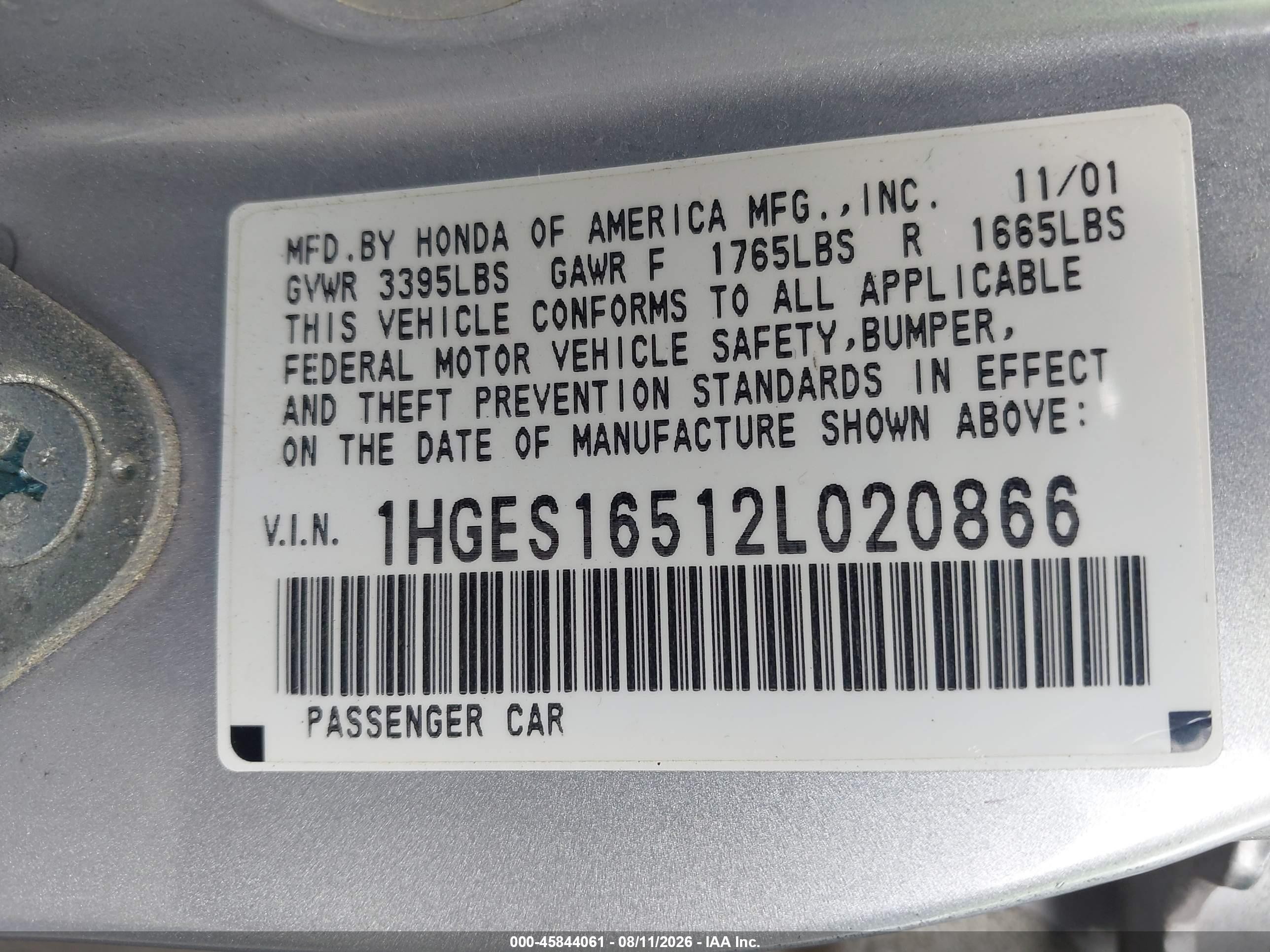 2002 Honda Civic Lx Серебряный vin: 1HGES16512L020866