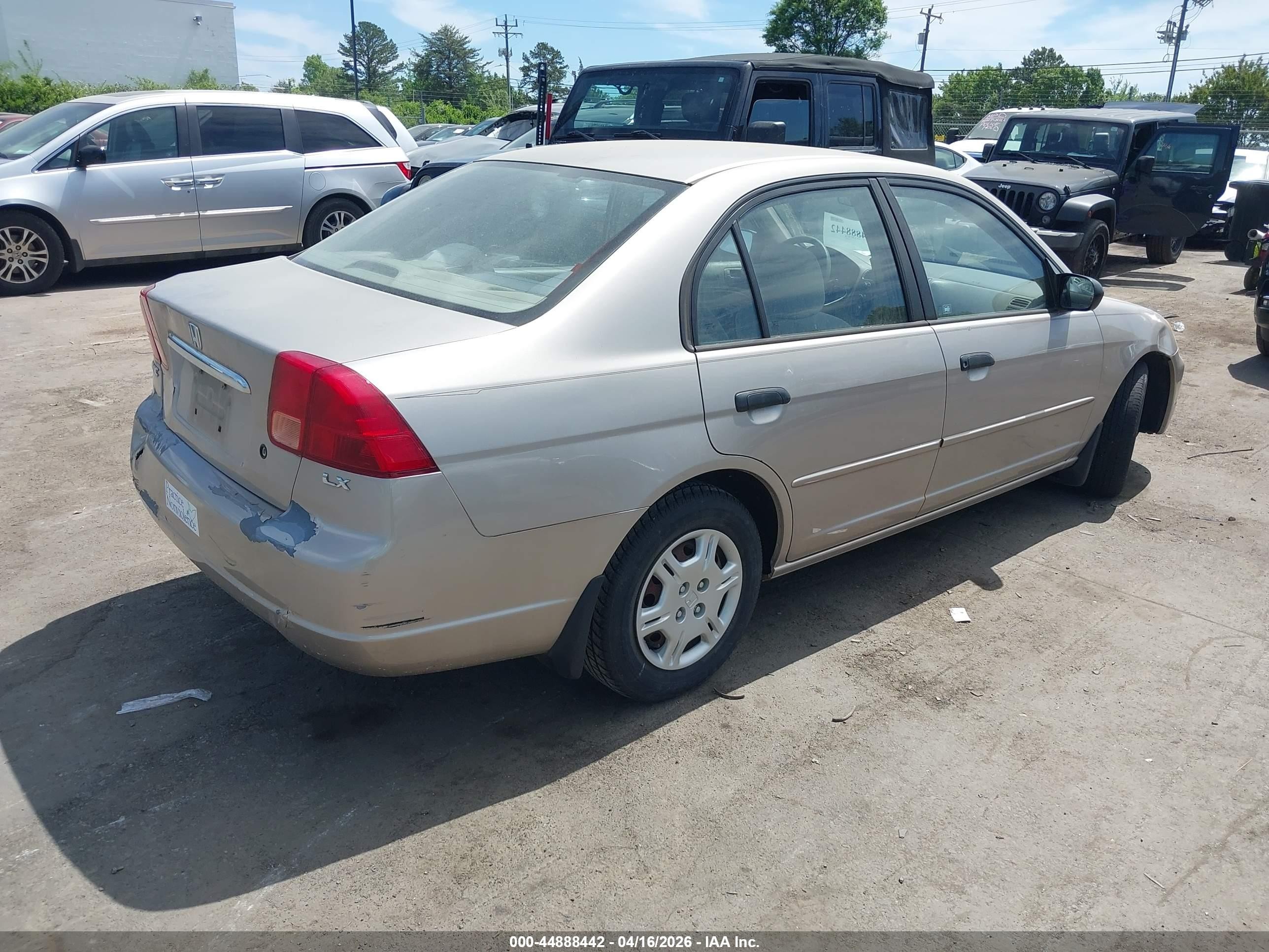 2001 Honda Civic Lx Beige vin: 1HGES16521L042874