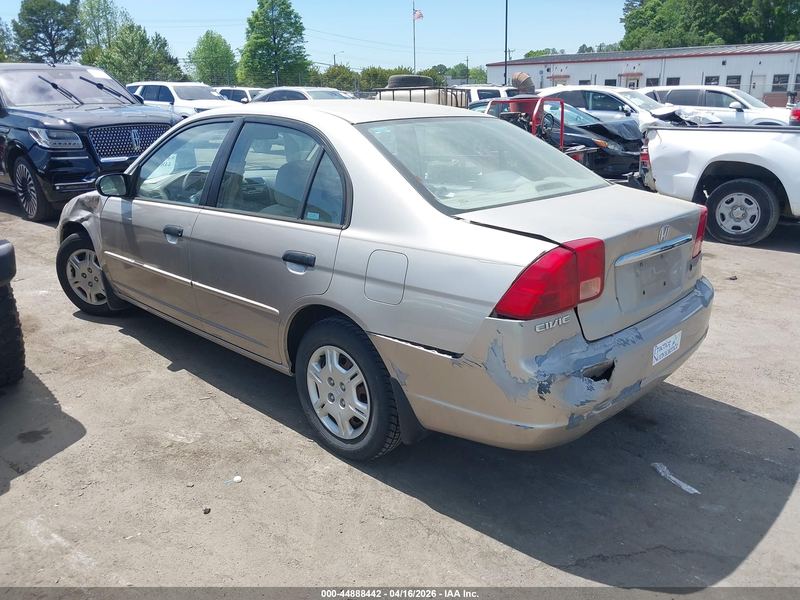 2001 Honda Civic Lx Beige vin: 1HGES16521L042874