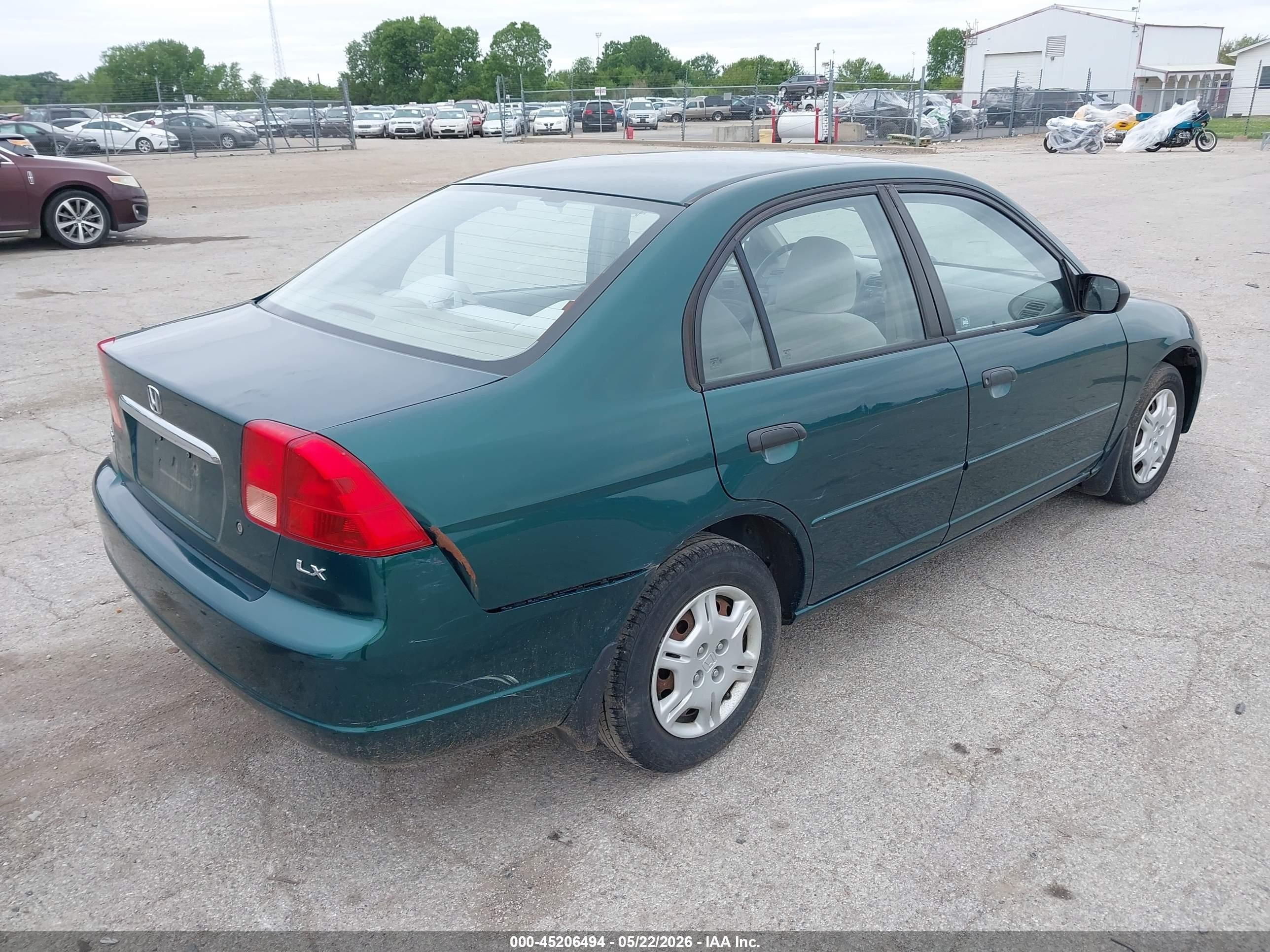 2001 Honda Civic Lx Зеленый vin: 1HGES16521L074532