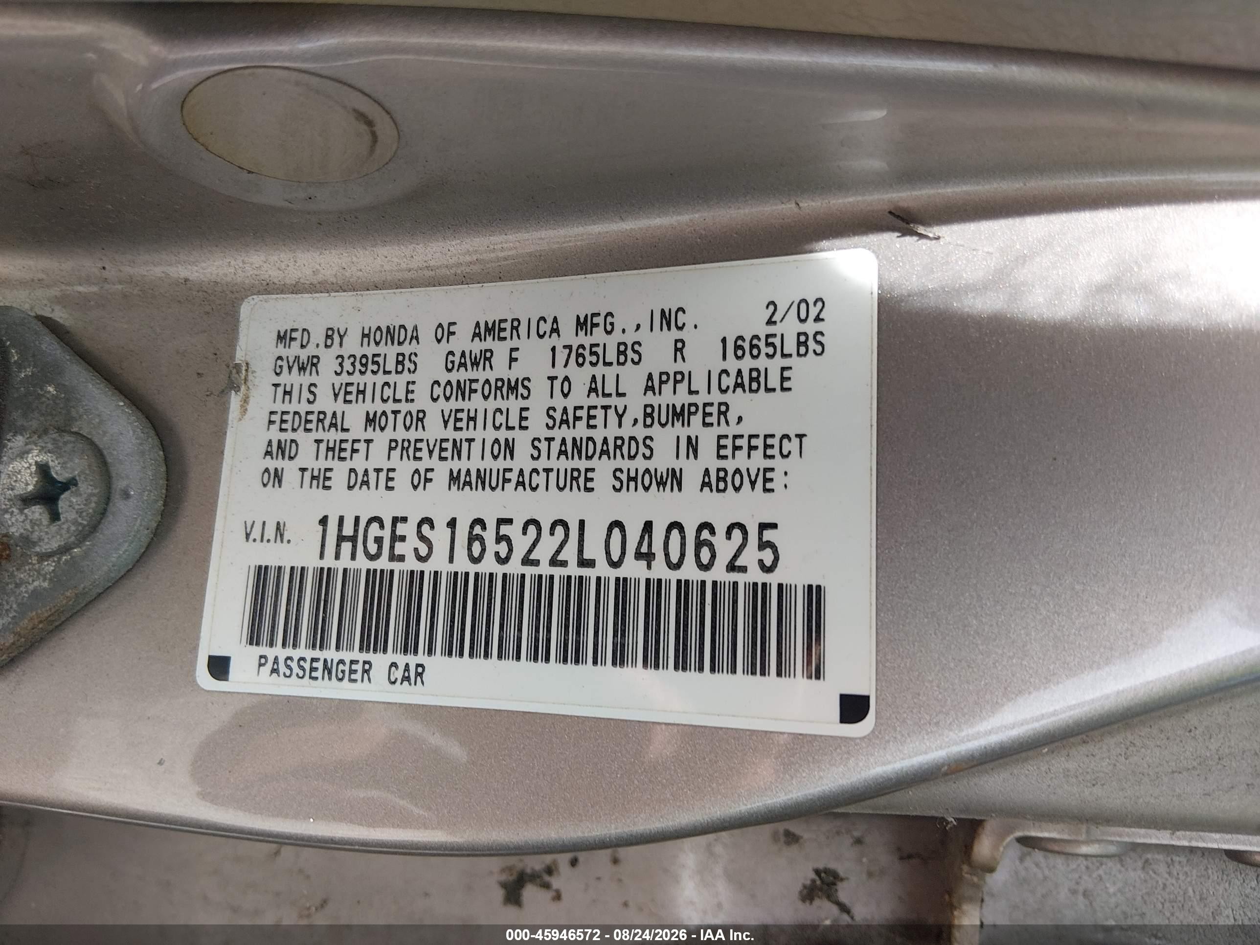 2002 Honda Civic Lx Brown vin: 1HGES16522L040625