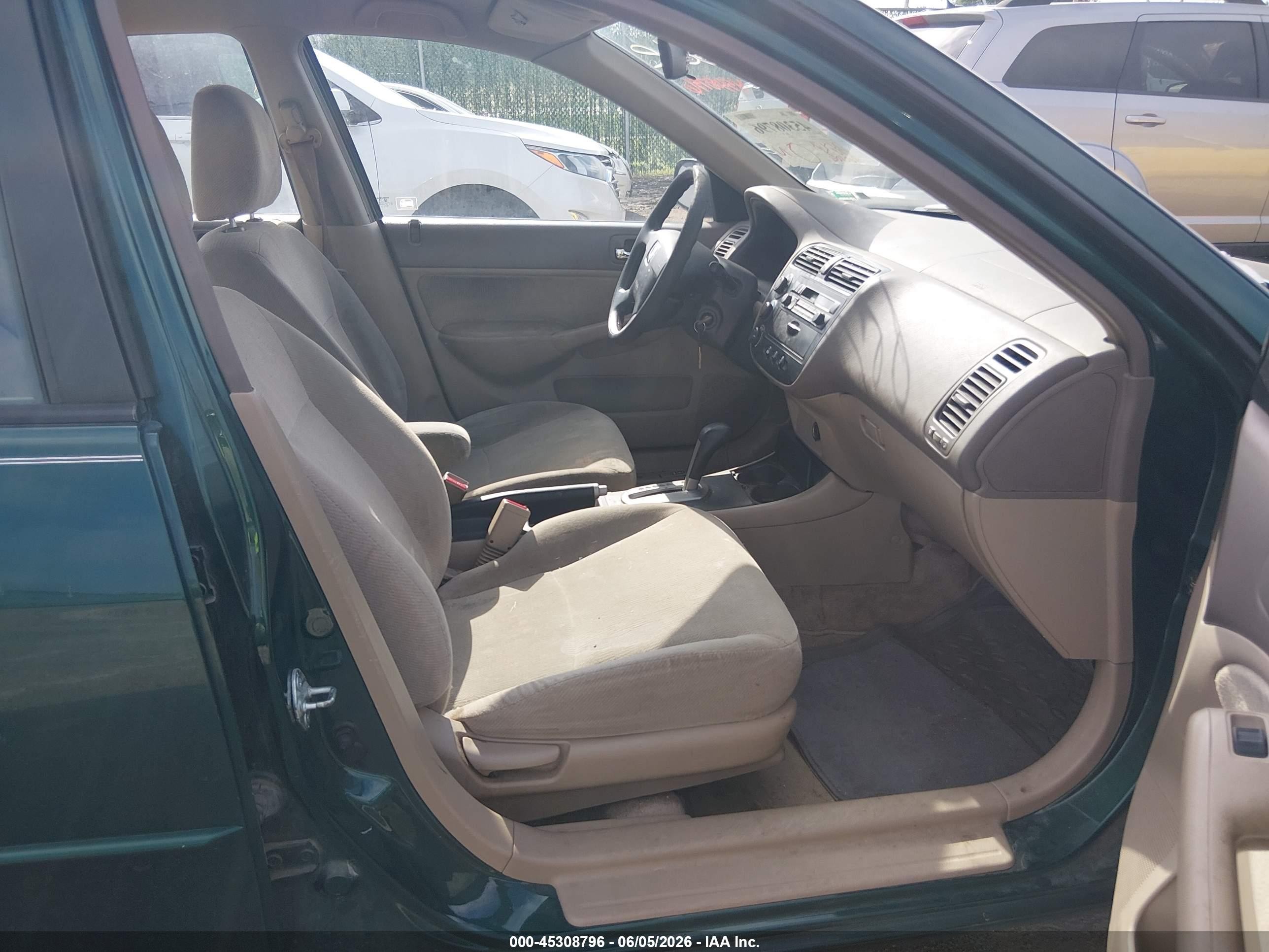 2002 Honda Civic Lx Green vin: 1HGES16532L016575